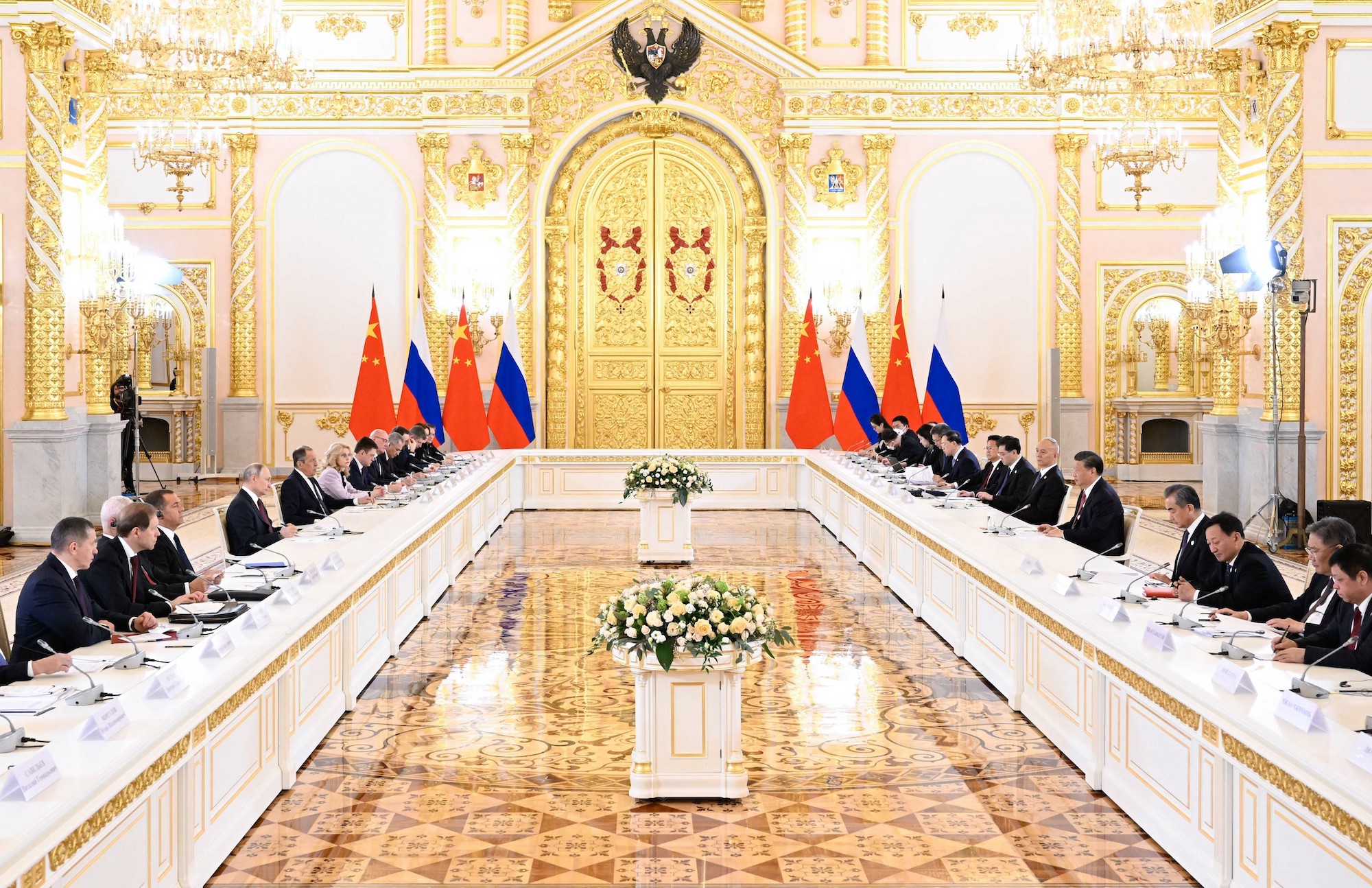 Chinese leader Xi Jinping and Russian President Vladimir Putin hold talks at the Kremlin on Tuesday.