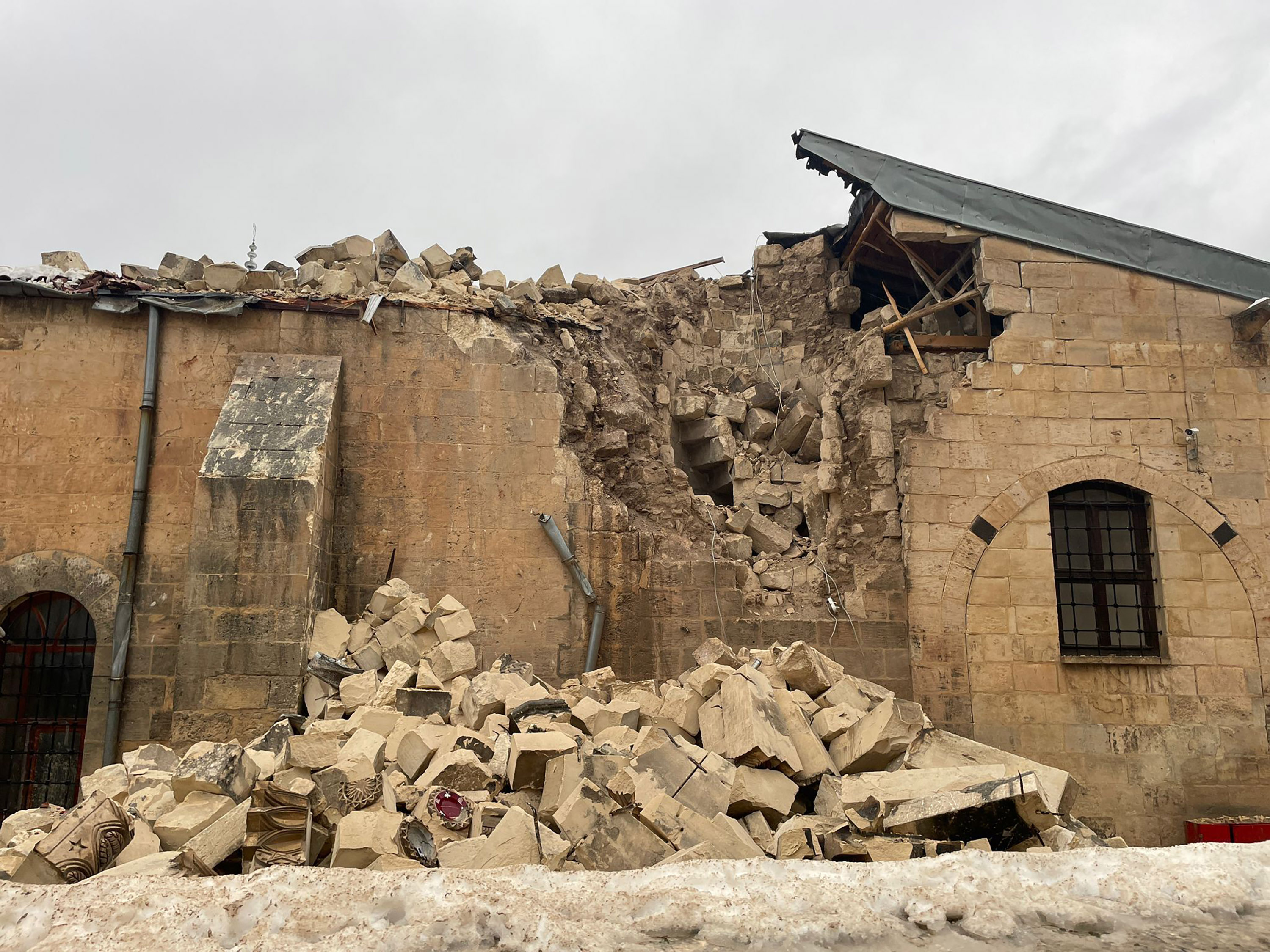 The historical Gaziantep Castle heavily damaged after the earthquake on February 6.