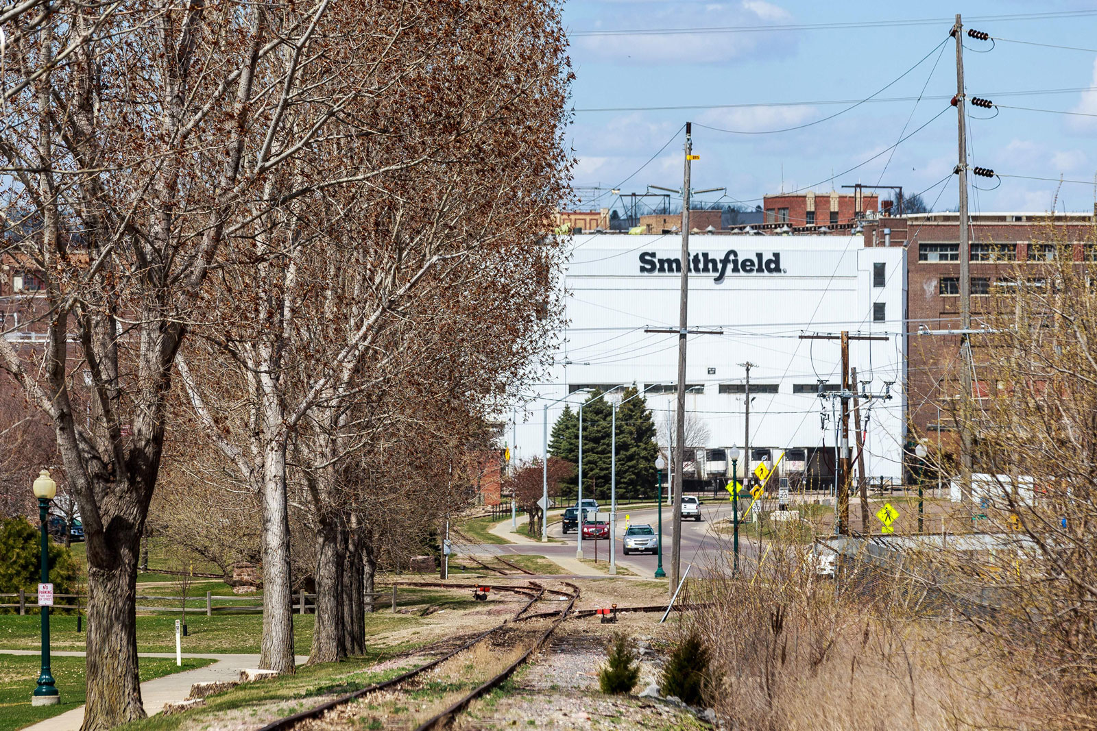 The Smithfield Foods pork processing plant is seen on April 20, in Sioux Falls, South Dakota. 