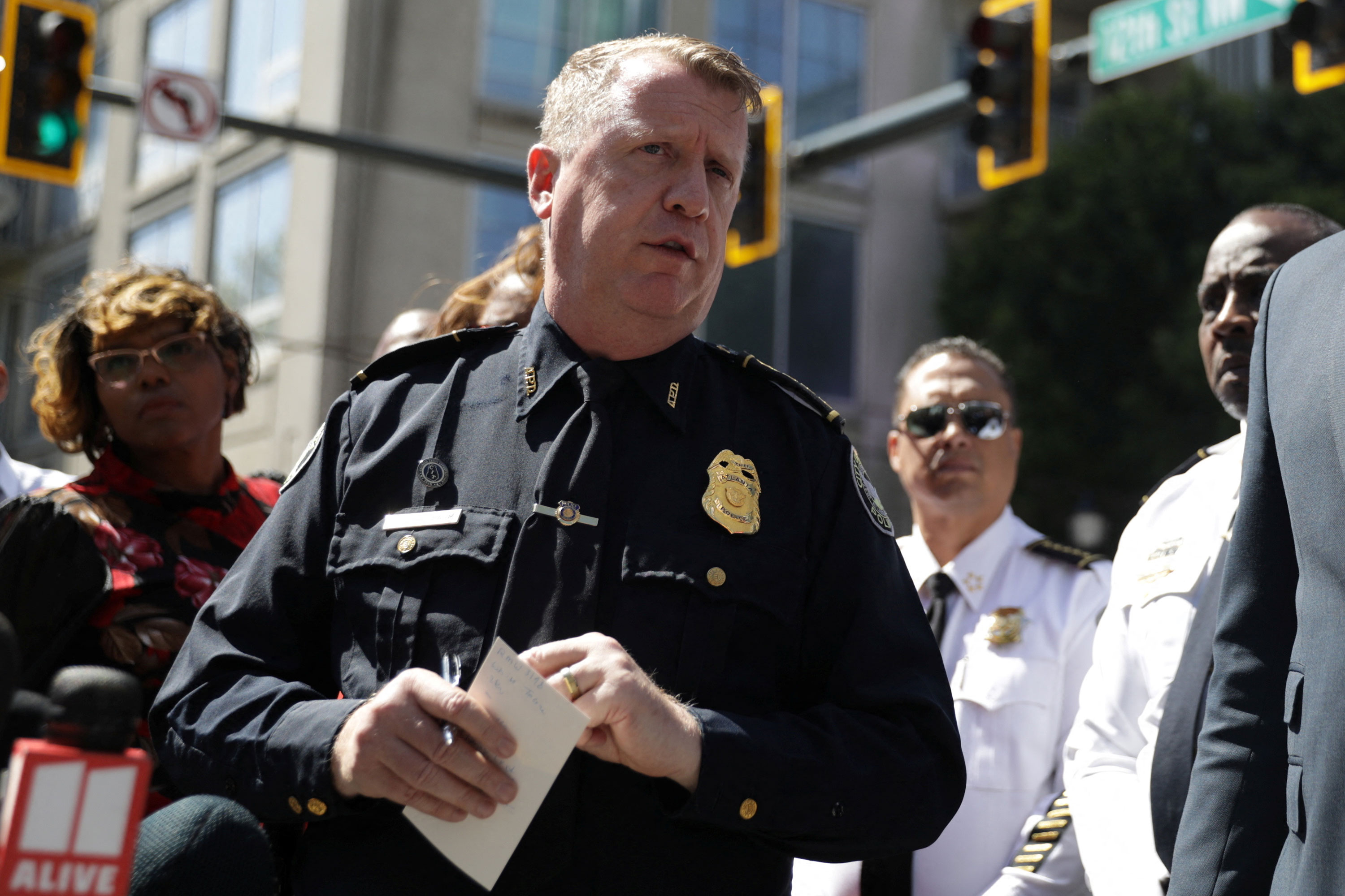 Atlanta Police Chief Darin Schierbaum speaks at a press conference in Atlanta on Wednesday. 