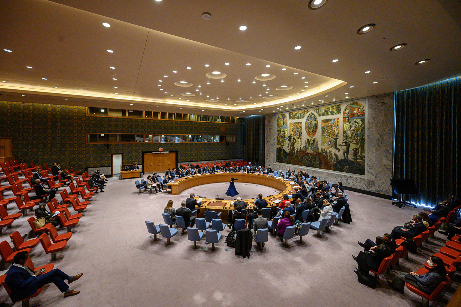 A general view shows a United Nations security council meeting at the United Nations headquarters in New York City on March 20.
