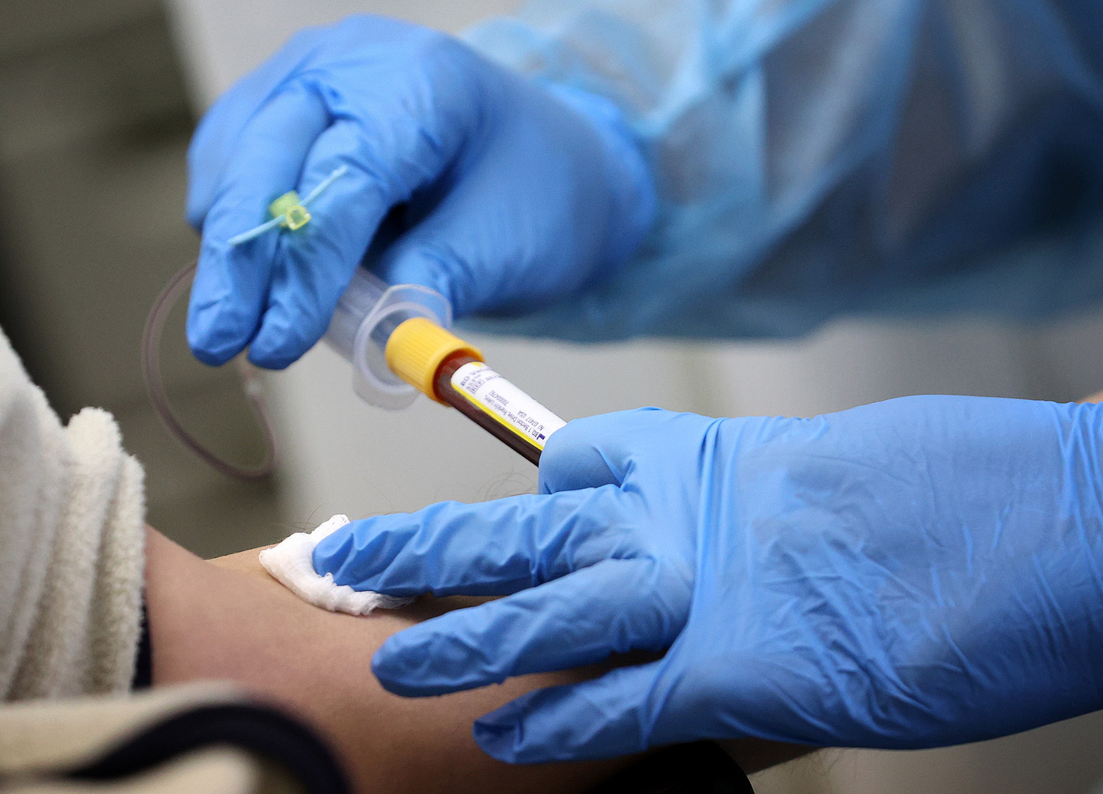 Residents have their blood drawn for coronavirus antibody tests in Washington on June 16.