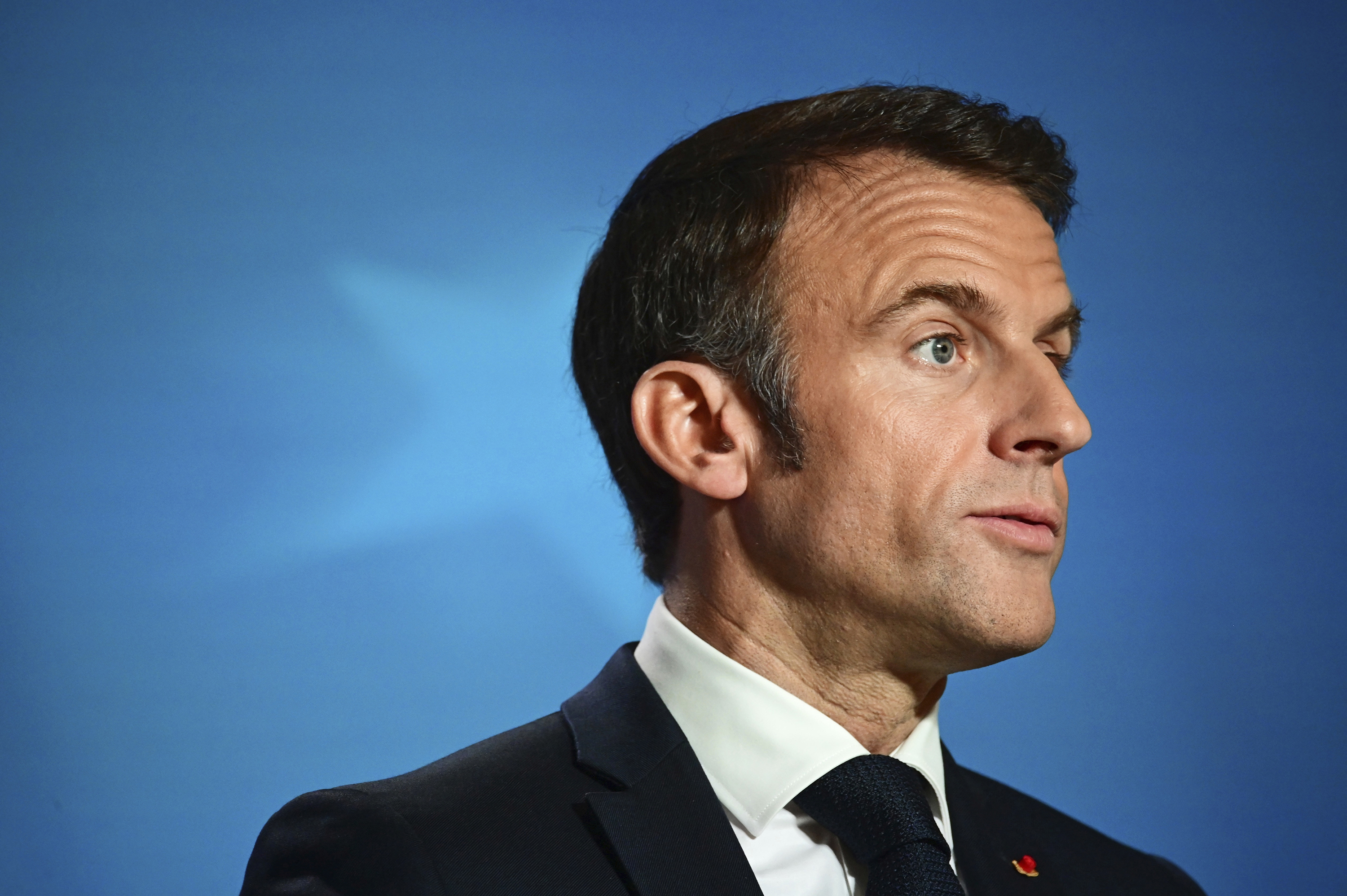 French President Emmanuel Macron attends an EU summit in Brussels on October 27.