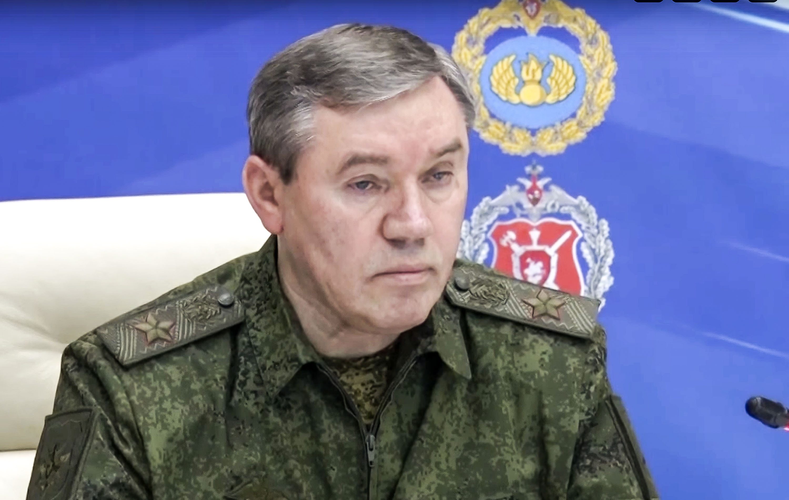 Russian military chief of staff Gen. Valery Gerasimov is seen in a screengrab taken from video that was released by the Russian Defense Ministry Press Service, on Monday, July 10. 