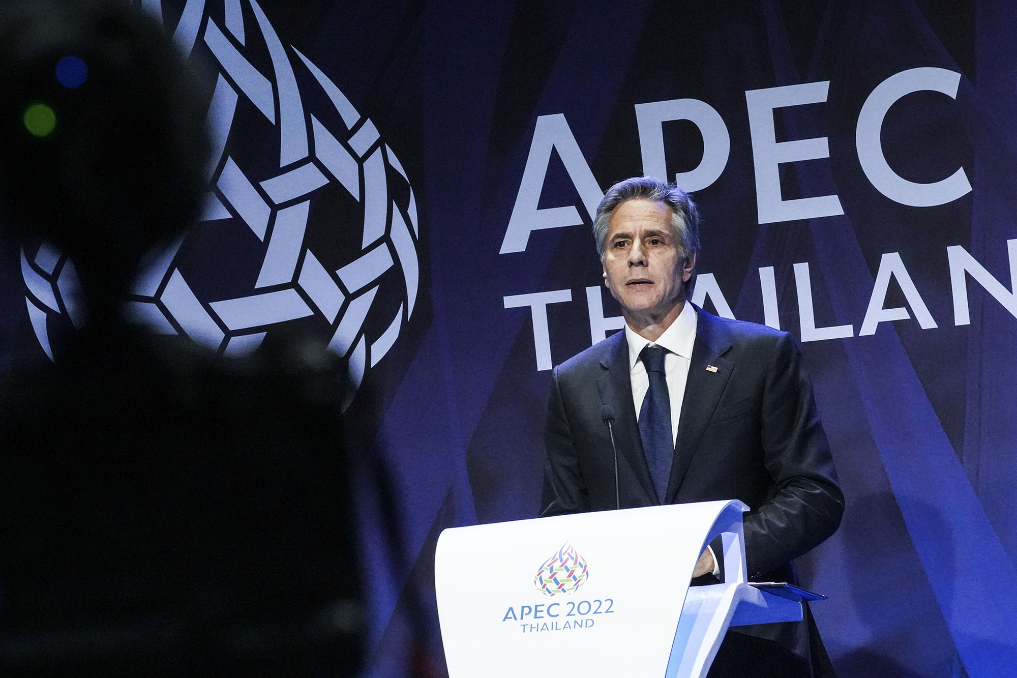 U.S. State Secretary Antony Blinken press conference during the Asia-Pacific Economic Cooperation (APEC) summit at the Queen Sirikit National Convention Center in Bangkok, Thailand, on November 17.