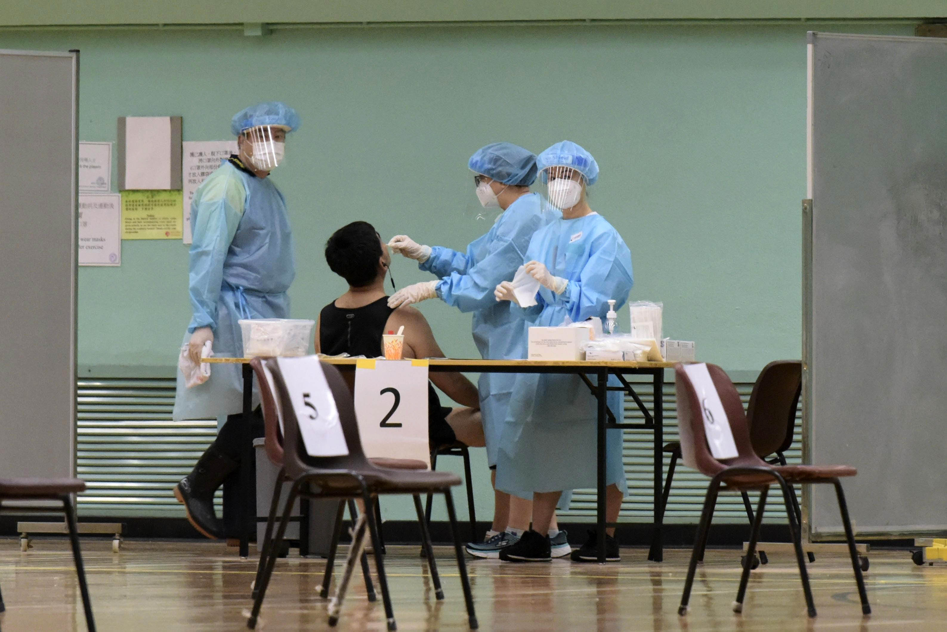 A person in Hong Kong gets tested for Covid-19 on September 8.
