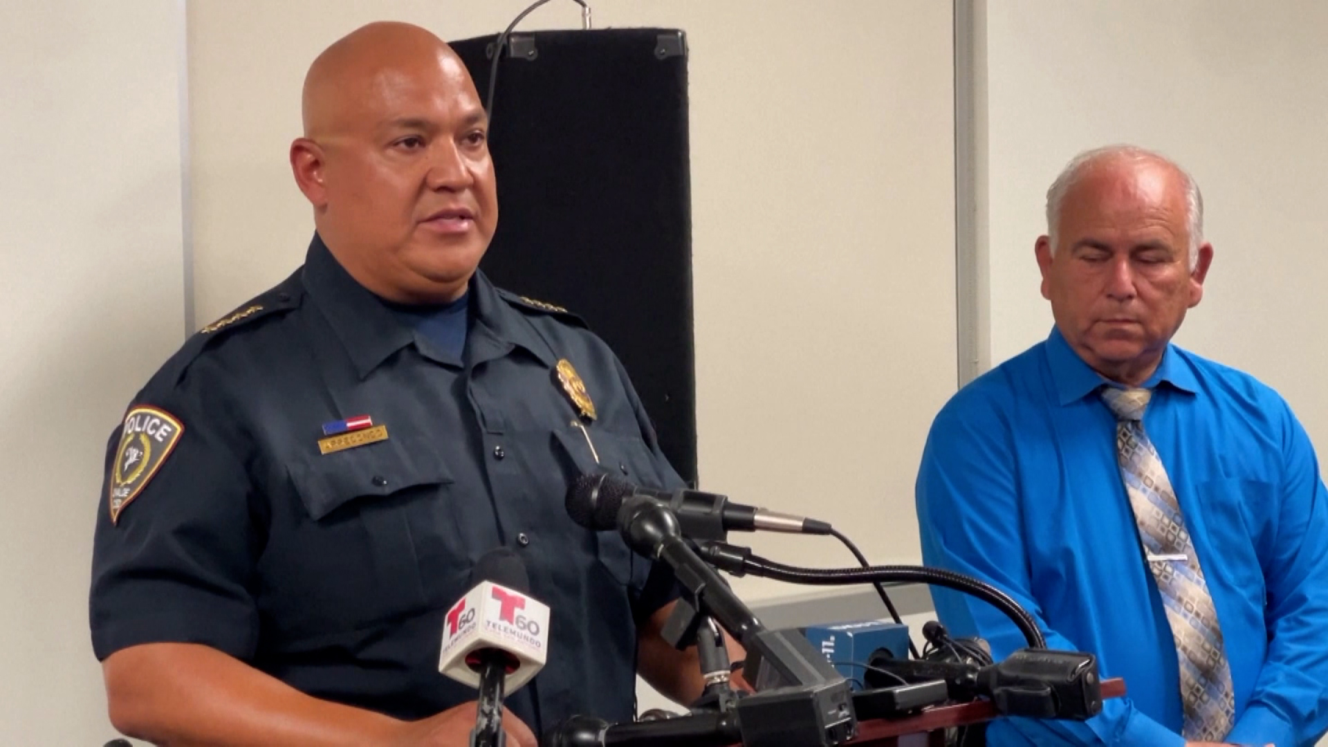 Uvalde School District police chief Pedro "Pete" Arredondo speaks during a news conference on Tuesday, May 24.
