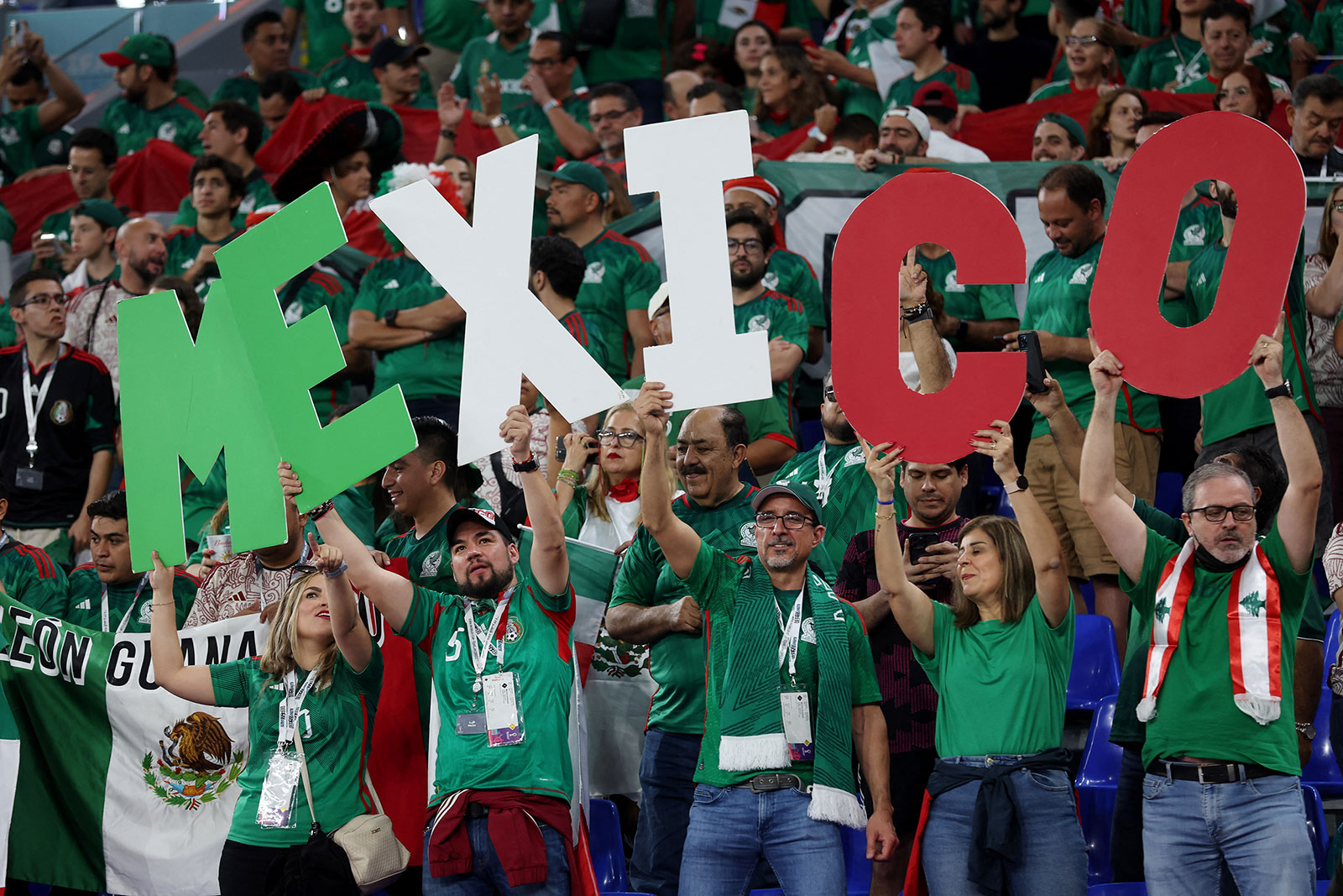 Mexico fans cheer before the match between Mexico and Poland on November 22.