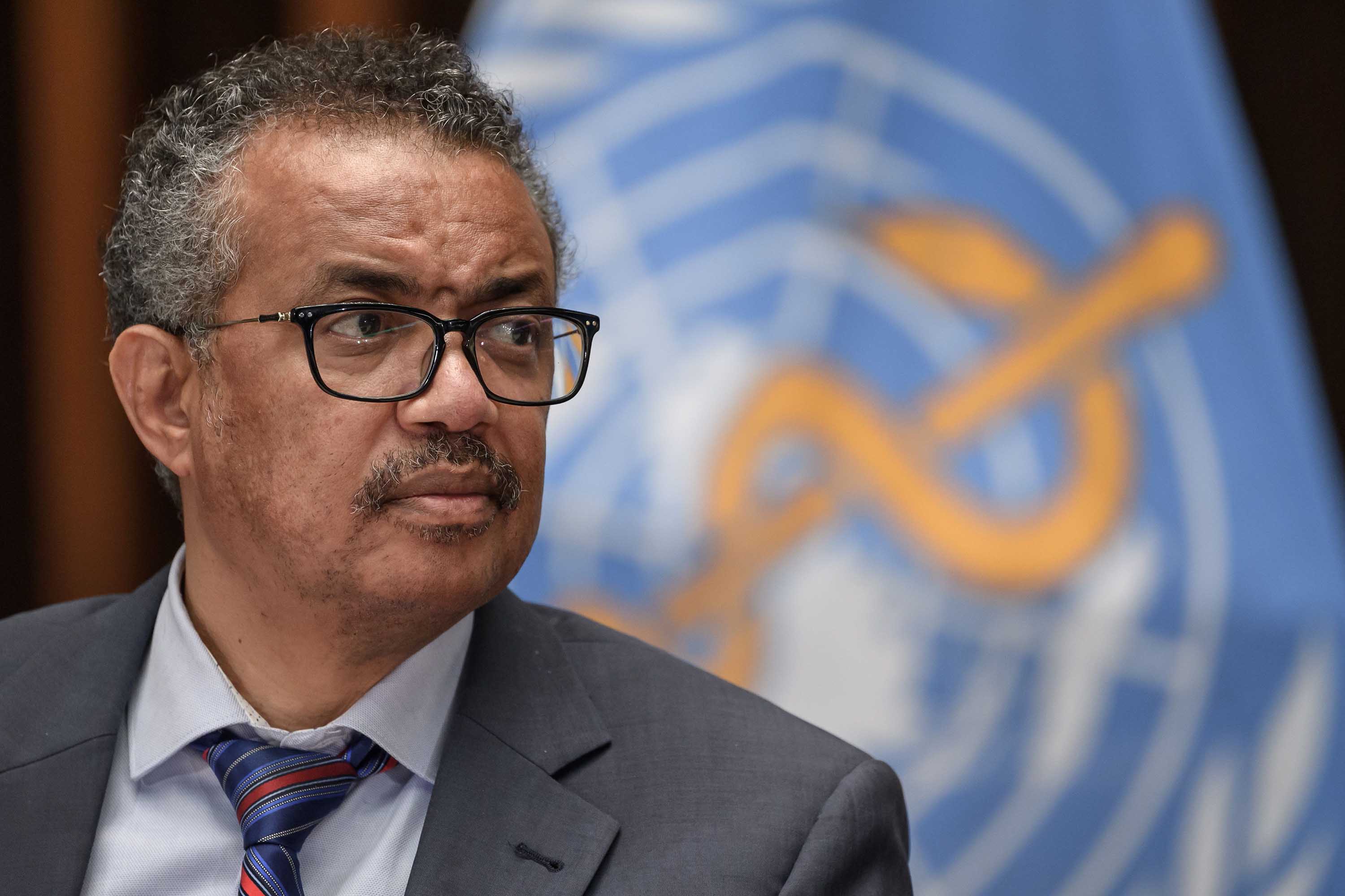 World Health Organization (WHO) Director-General Tedros Adhanom Ghebreyesus is pictured at a press conference at the WHO headquarters in Geneva, Switzerland, in July 2020. 