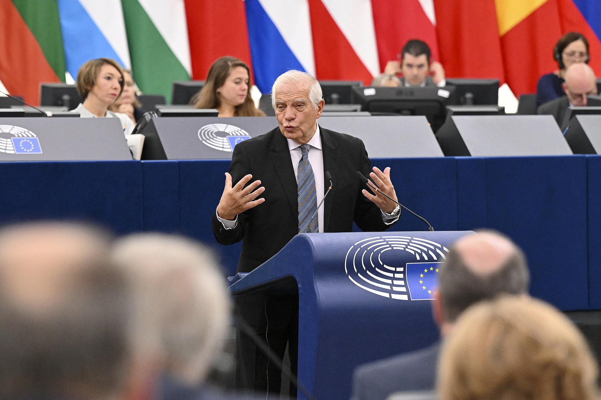 European Union foreign policy chief Josep Borrell delivers a speech during a debate on the Russian invasion of Ukraine, during a plenary session at the European Parliament in Strasbourg, eastern France, on October 5.