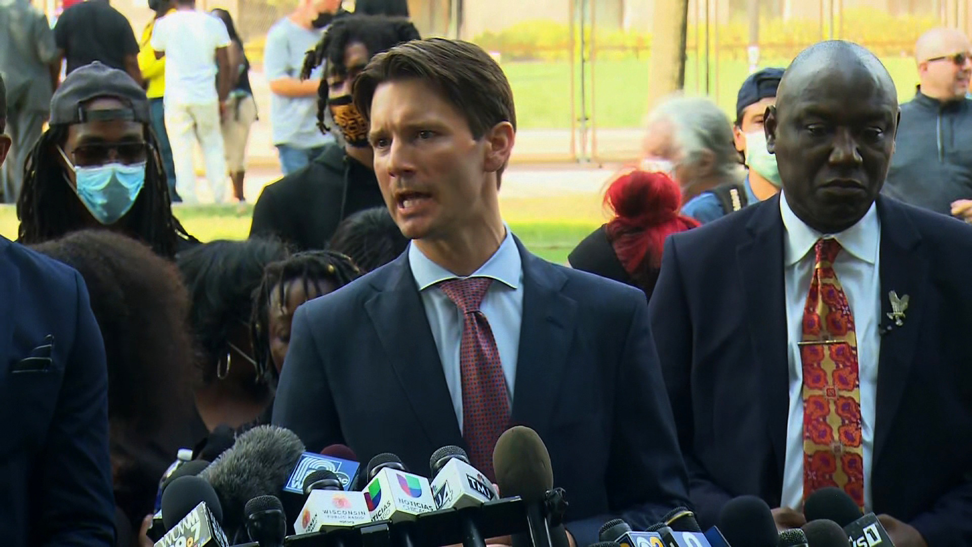 Blake family attorney Patrick Salvi speaks during a press conference in Kenosha, Wisconsin, on August 25.