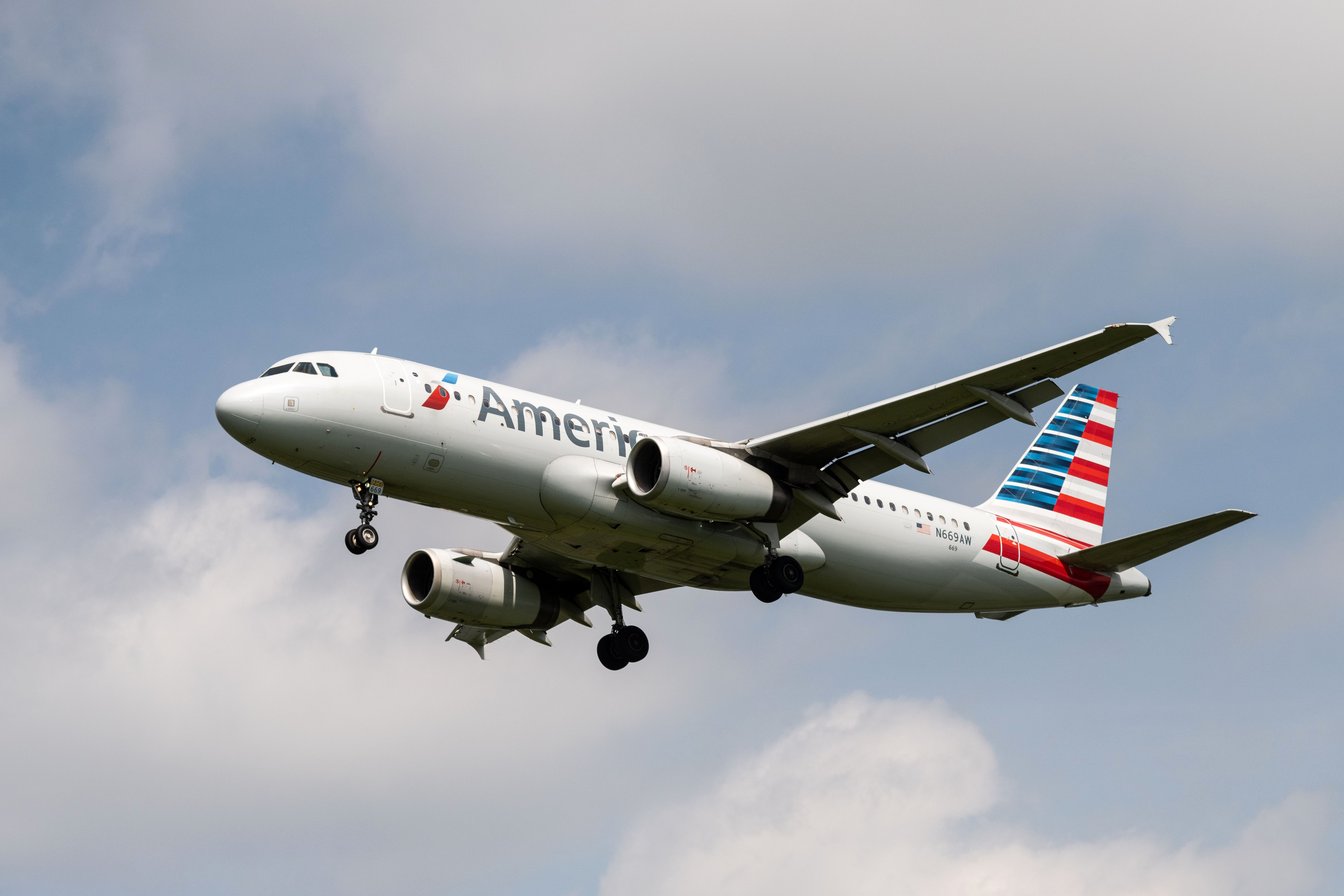 An American Airlines flight lands at Ronald Reagan Washington National Airport in Arlington, Virginia, on June 5.