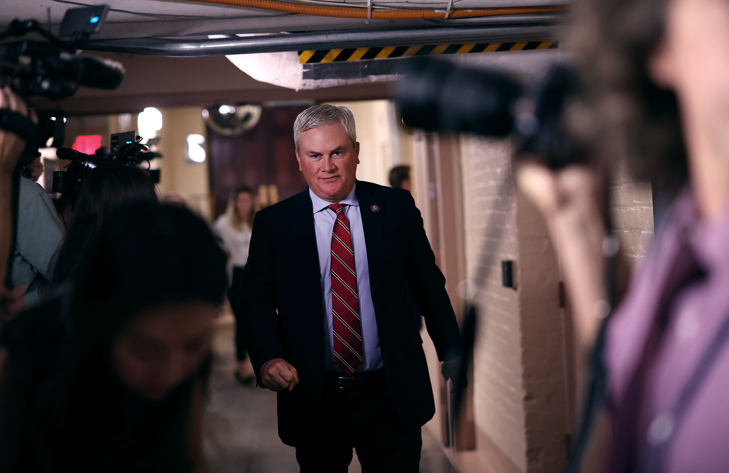 Rep. James Comer leaves a House Republican caucus meeting at the Capitol on September 19, 2023 in Washington, DC.