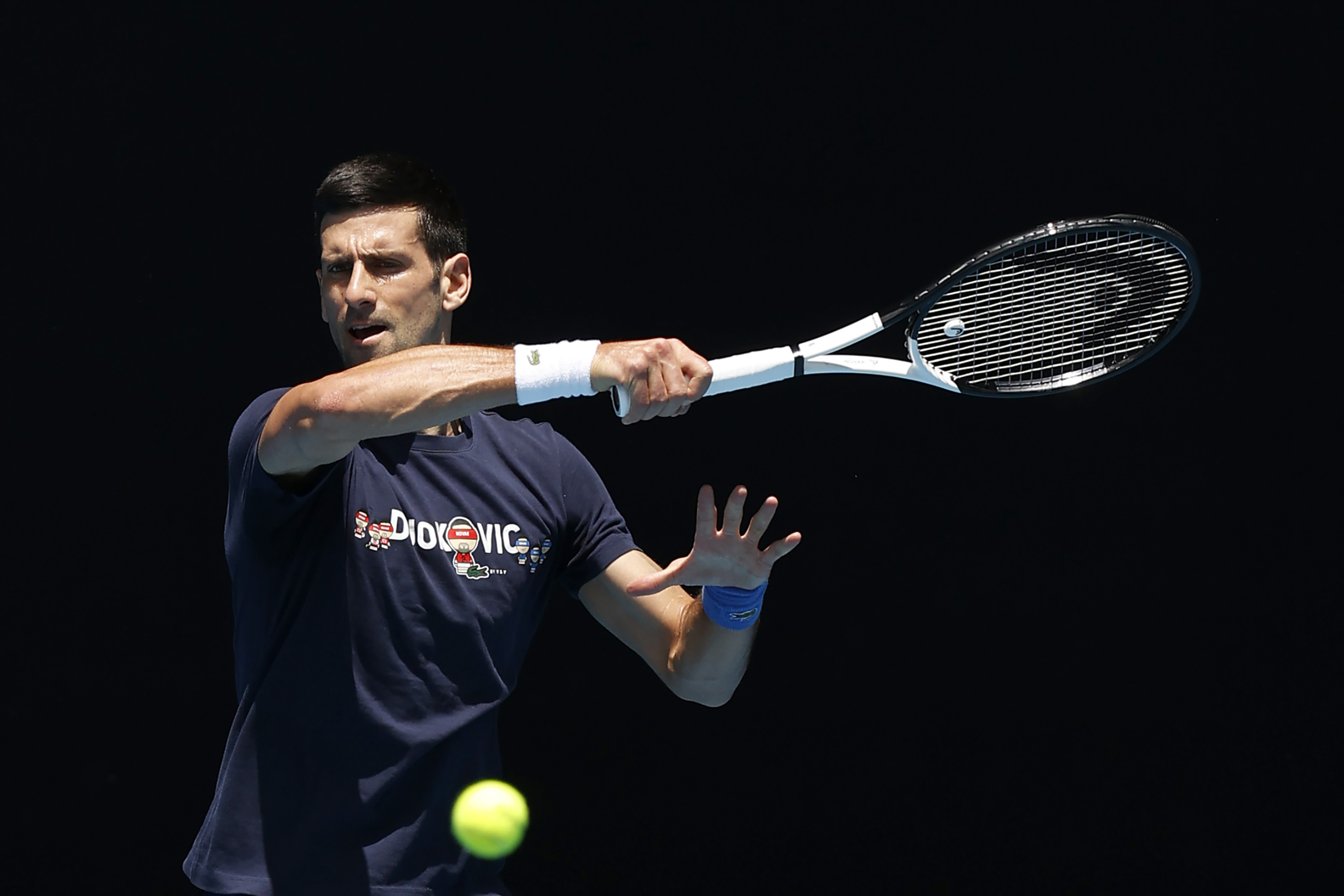 Novak Djokovic has been training since his release from detention on Monday.