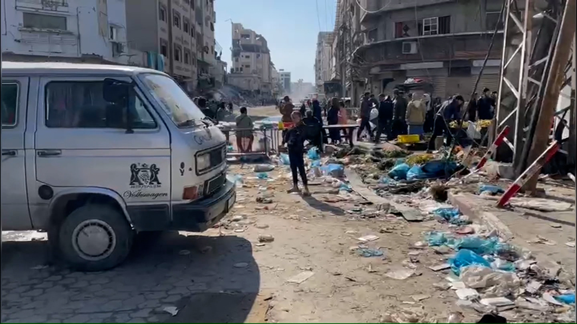 Screenshot from a video shot outside the Al Shifa Medical Complex in Gaza City on January 25.