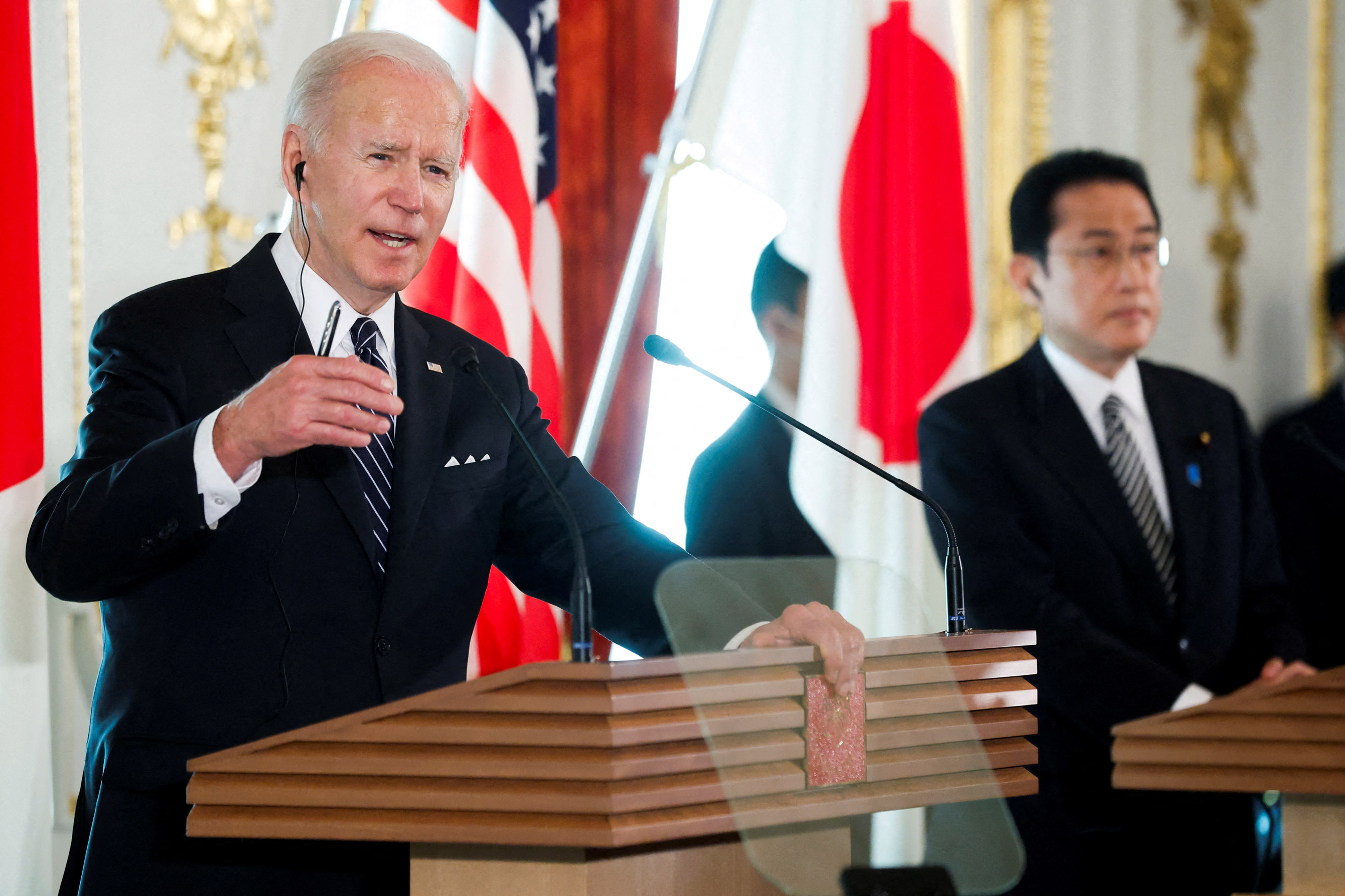 US President Joe Biden speaks during a joint news conference with Japan's Prime Minister Fumio Kishida at Akasaka Palace in Tokyo on May 23.