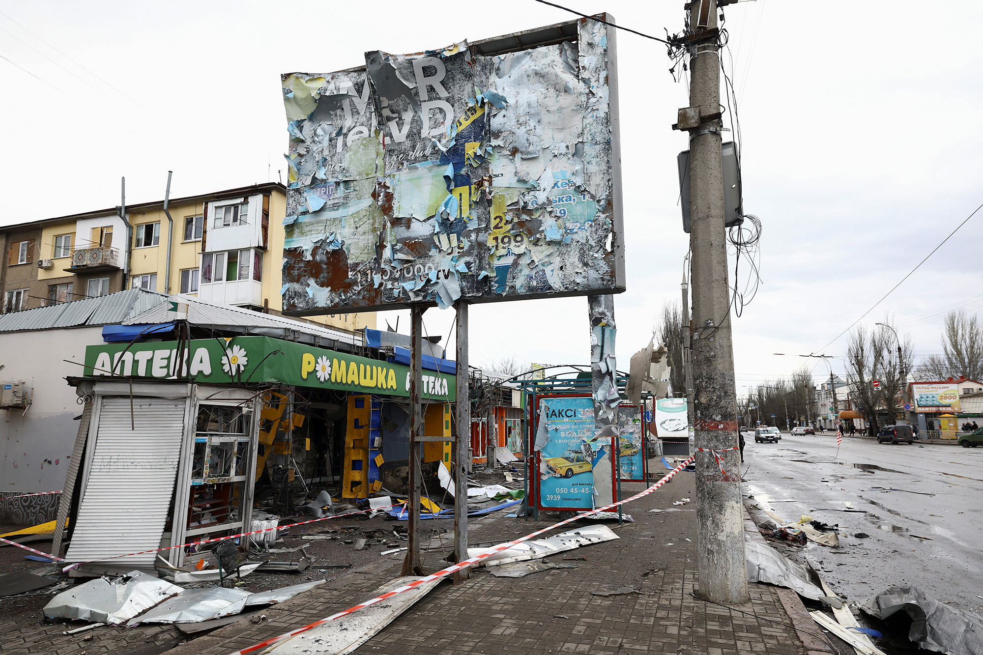 A bus station damaged after a shelling in Kherson, Ukraine, on February 21.