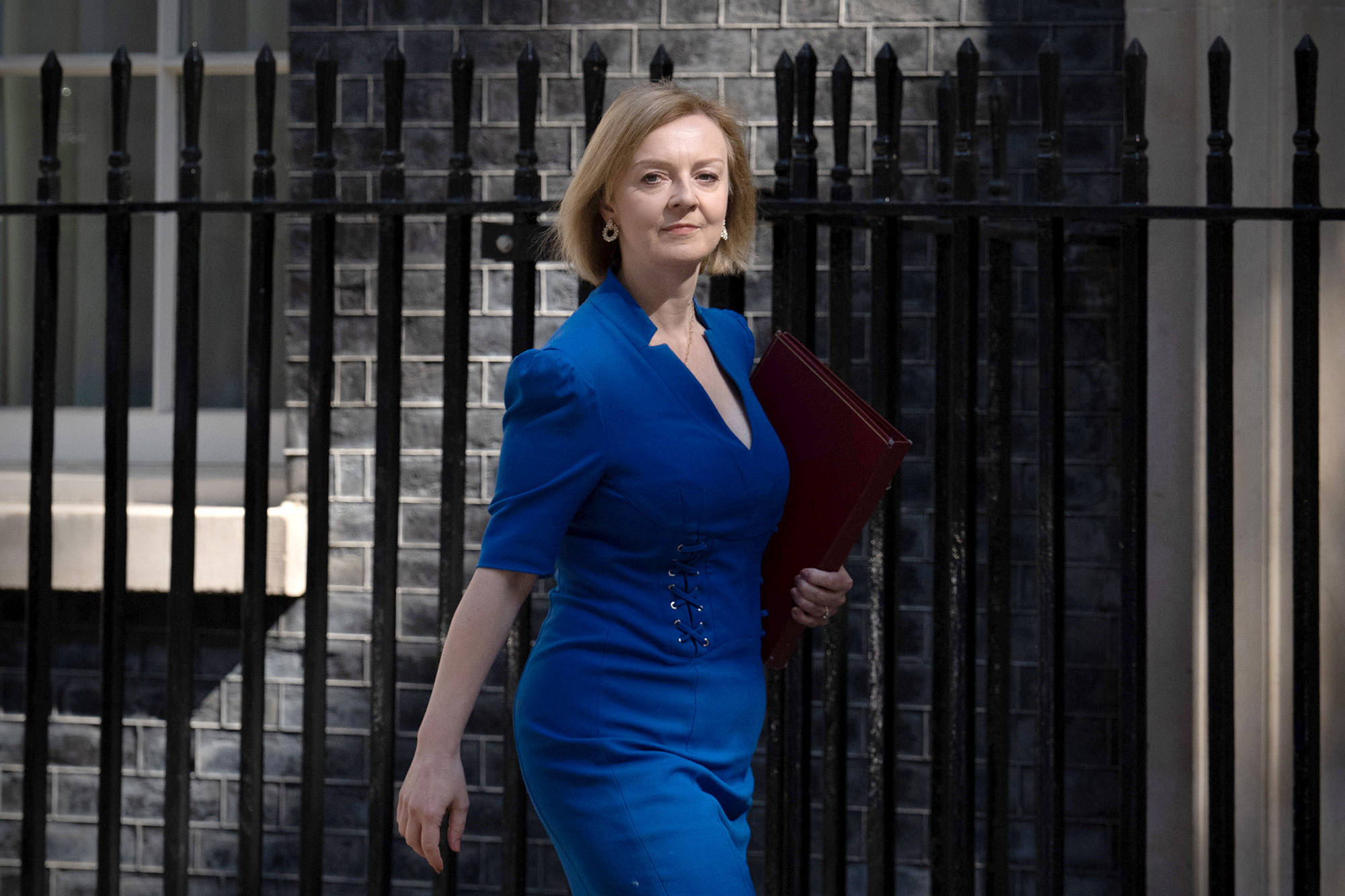 Secretary of State for Foreign, Commonwealth and Development Affairs Liz Truss arrives to attend the weekly Government cabinet meeting at Downing Street on June 7, in London, England. 