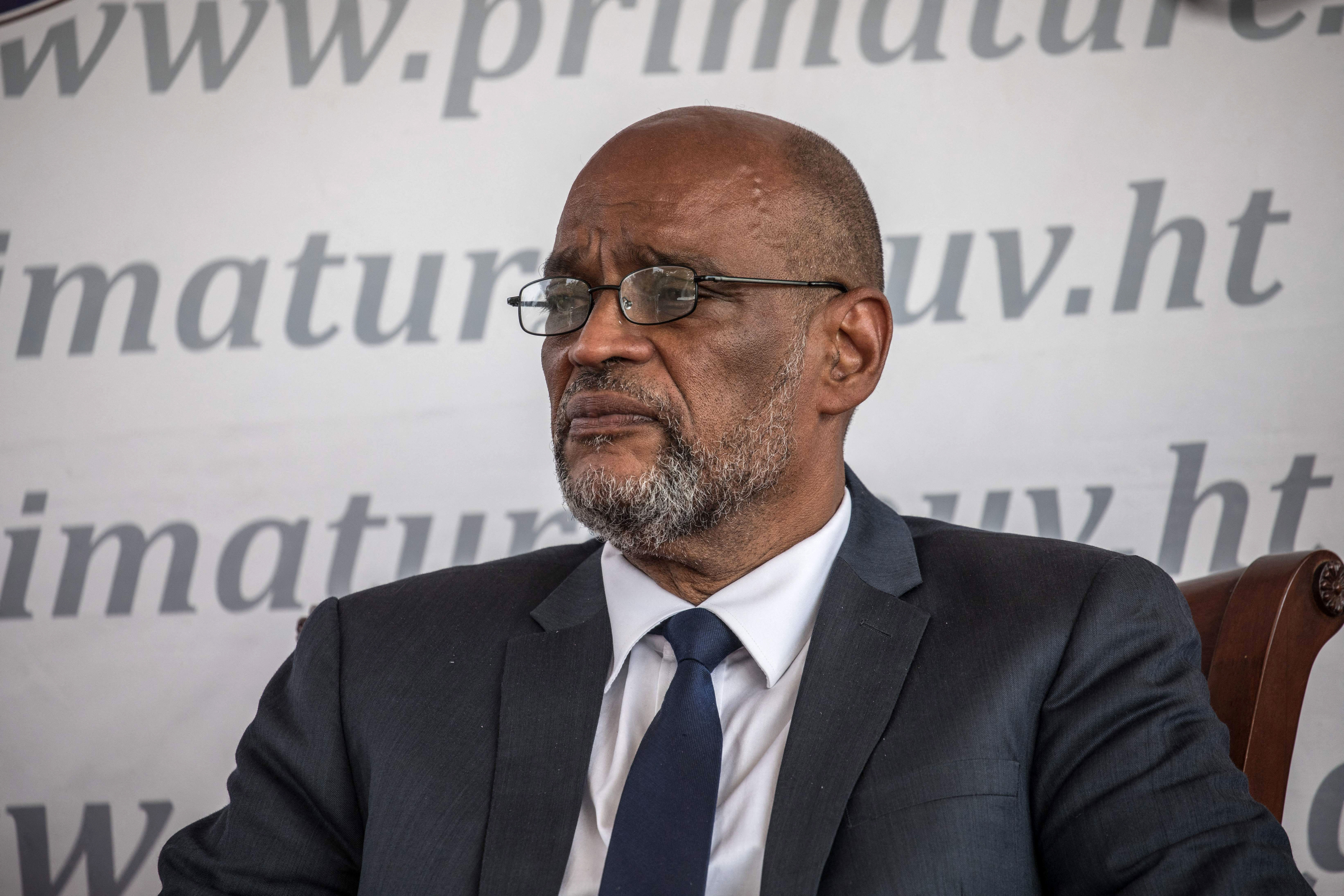 Then-Haitian Designated Prime Minister Ariel Henry looks on during a ceremony in Port-au-Prince, Haiti, on July 20, 2021.