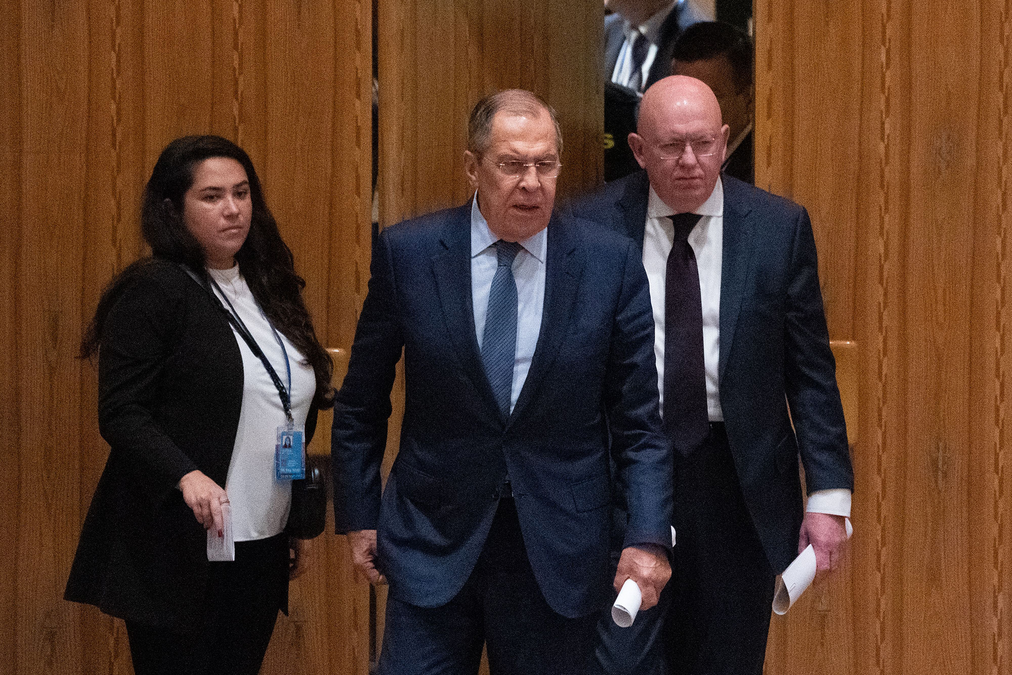 Russias Foreign Minister Sergei Lavrov arrives to the Security Council meeting on Ukraine at the United Nations on September 22.