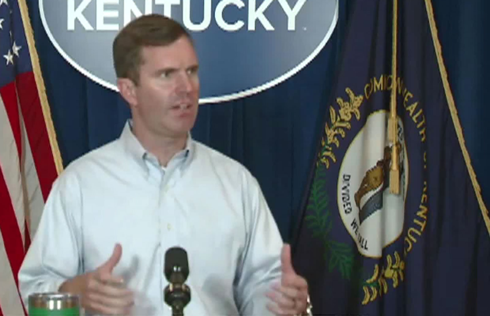 Kentucky Gov. Andy Beshear speaks during a press conference on August 6.