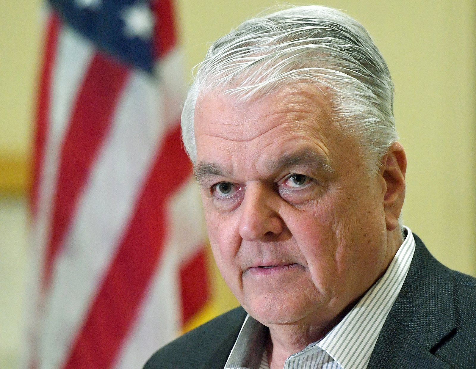 Nevada Gov. Steve Sisolak speaks during a news conference on the state's response to the coronavirus outbreak at the Grant Sawyer State Office Building in Las Vegas, Nevada on March 17. 