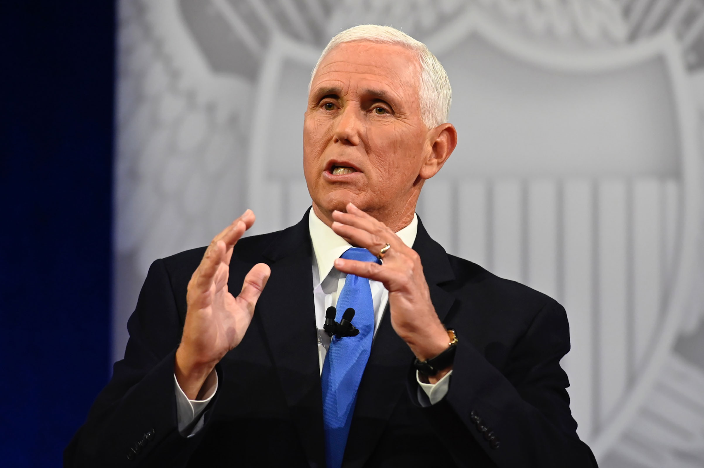 Former Vice President Mike Pence participates in a CNN Republican Presidential Town Hall moderated by CNN’s Dana Bash at Grand View University in Des Moines, Iowa, on Wednesday.