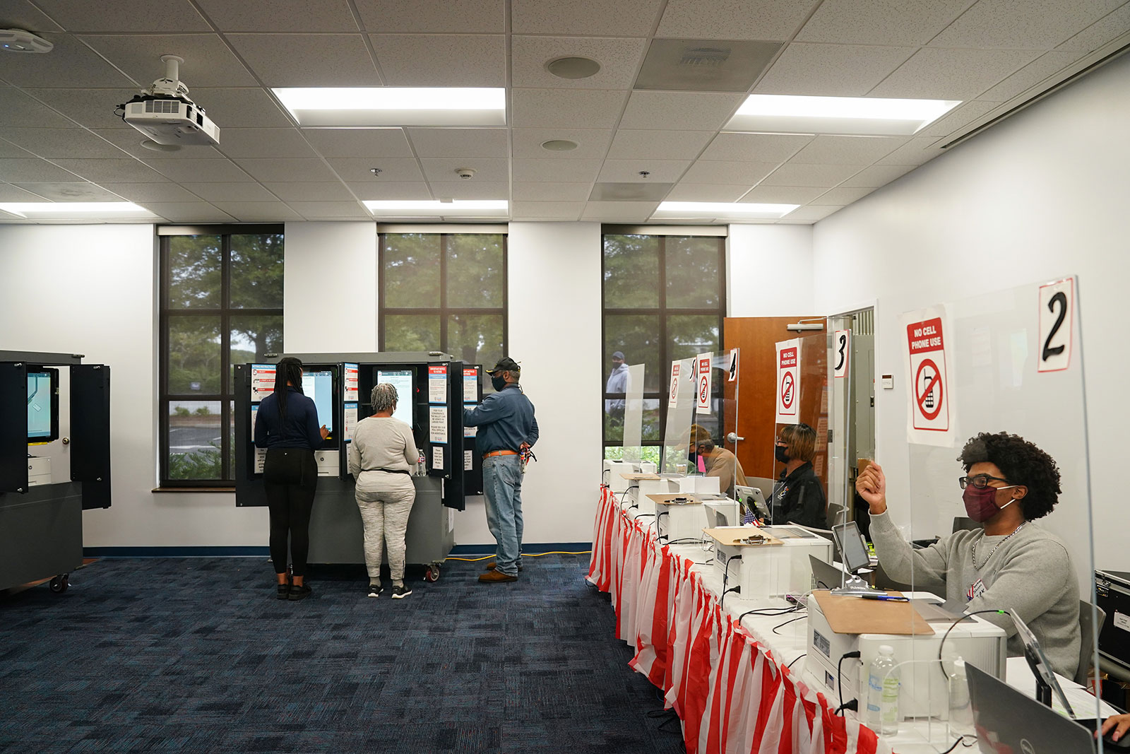 People cast their ballots during early voting in Atlanta, Georgia, on October 12. 