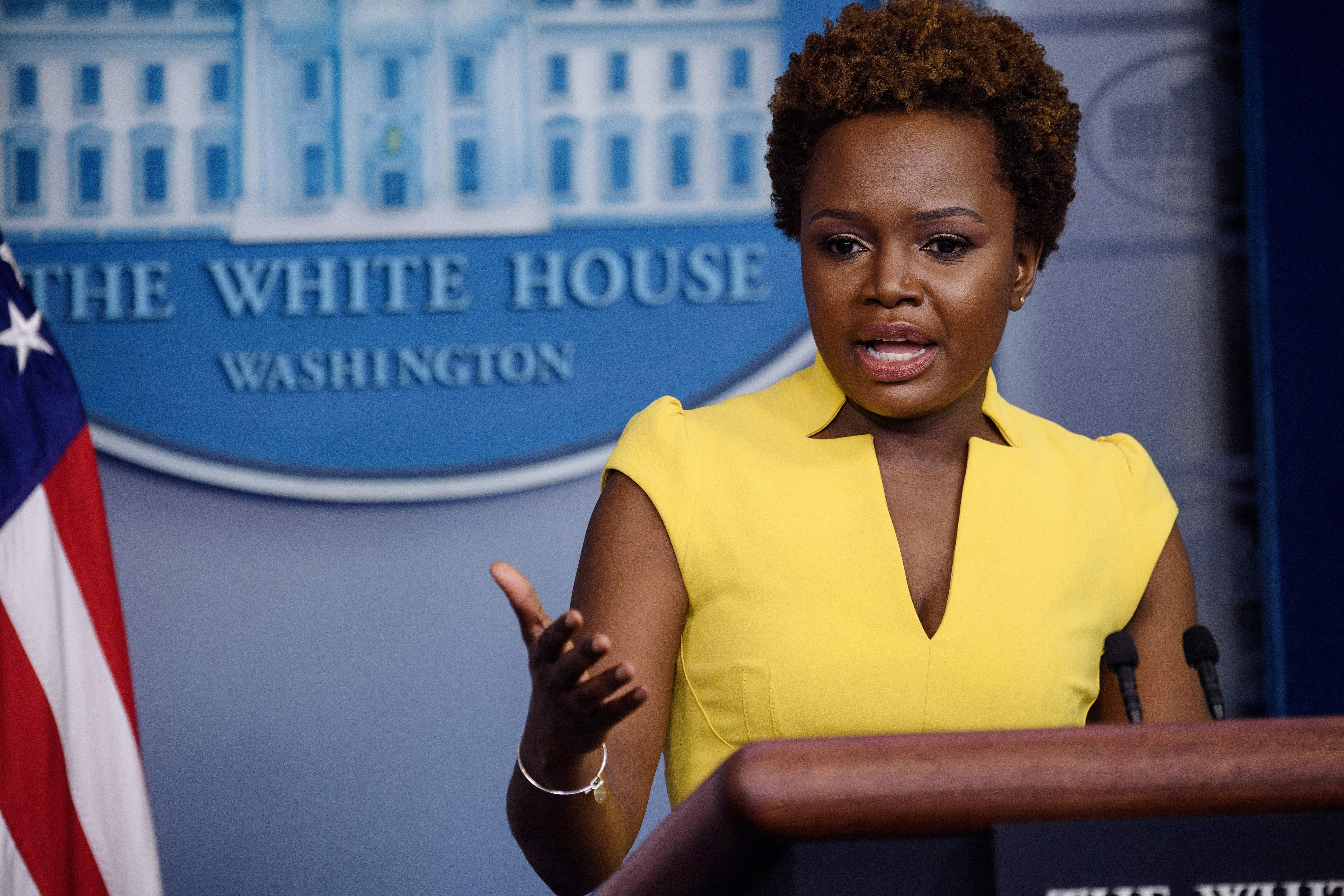 White House deputy press secretary Karine Jean-Pierre speaks during a briefing in Washington, DC, on May 26, 2021.