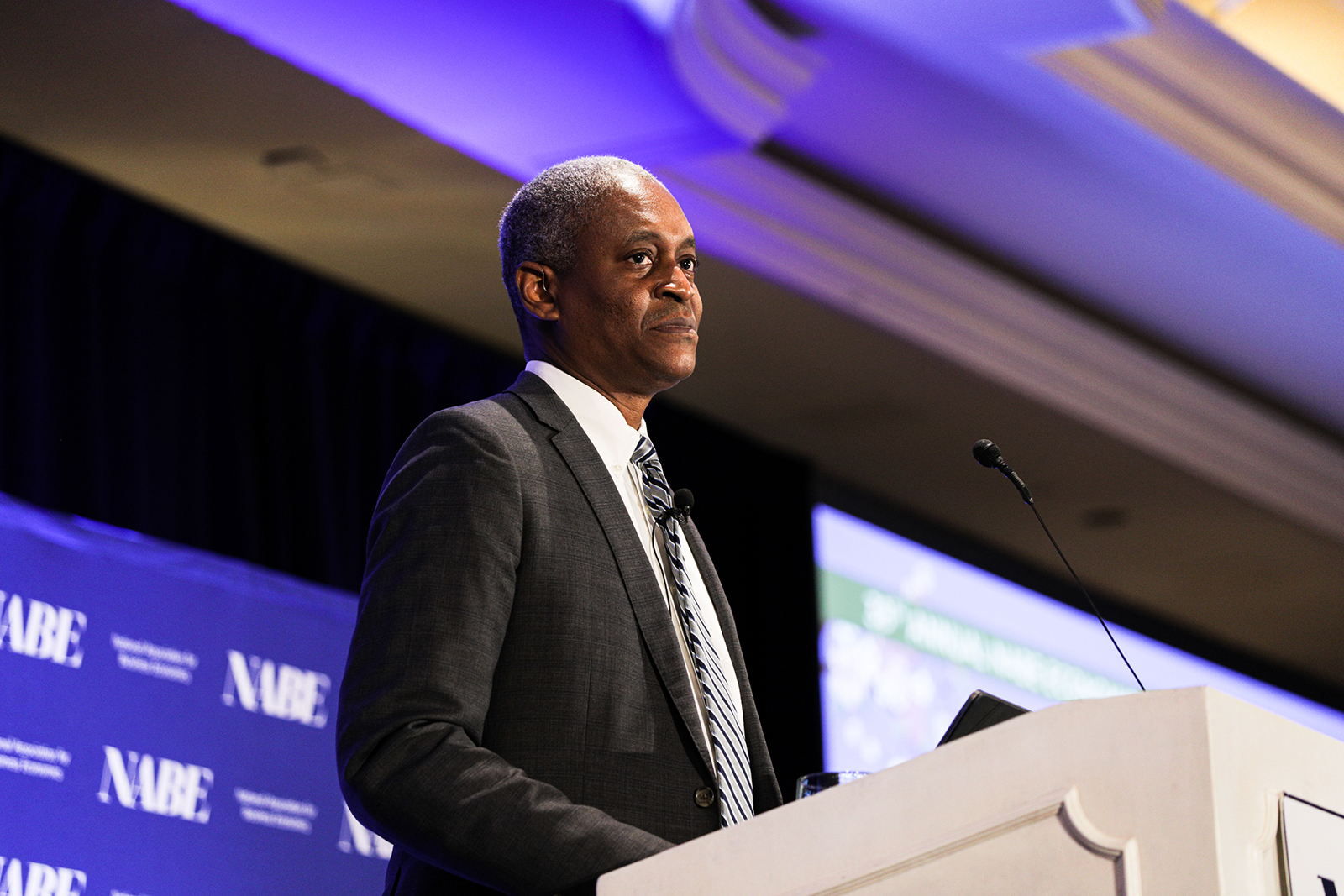 Raphael Bostic, president and chief executive officer of the Federal Reserve Bank of Atlanta, during the National Association of Business Economics (NABE) economic policy conference in Washington, D.C, on March 21.