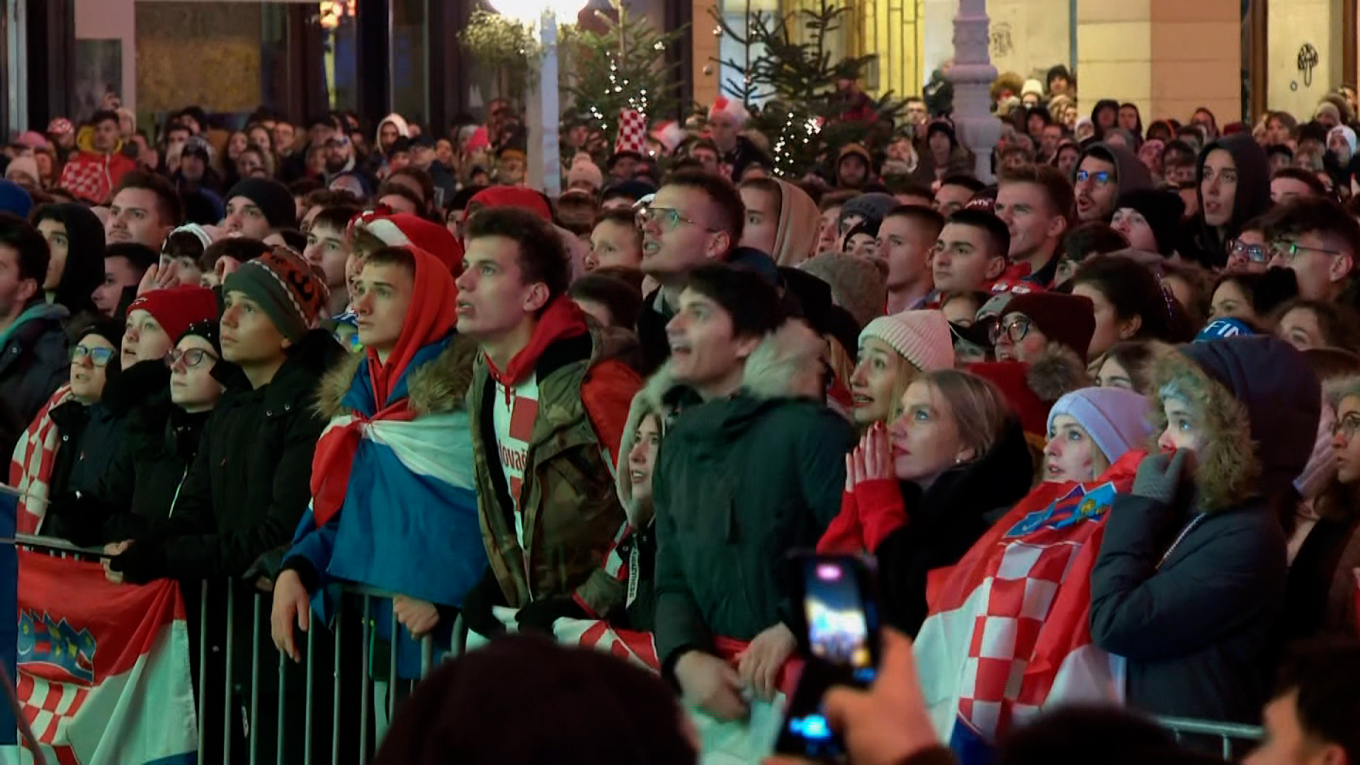 Croatian fans watching the match between Croatia and Argentina on Tuesday.
