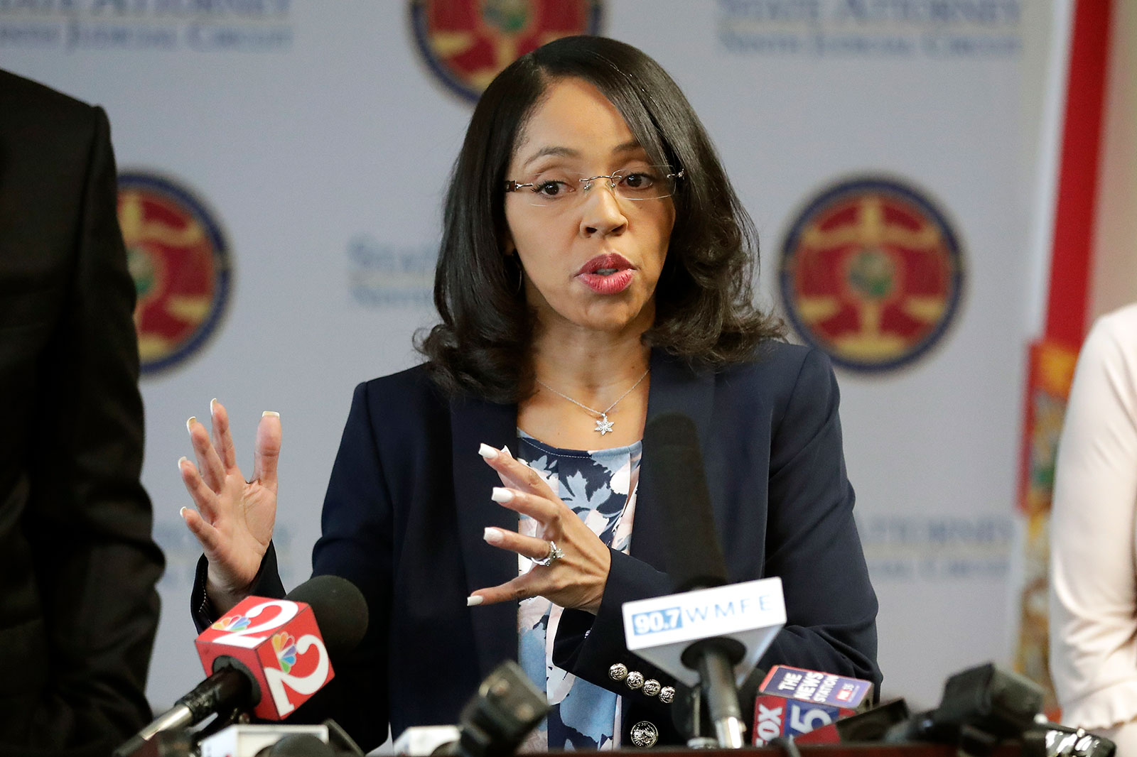 Then-State Attorney Aramis Ayala speaks at a news conference in 2019 in Orlando, Florida.