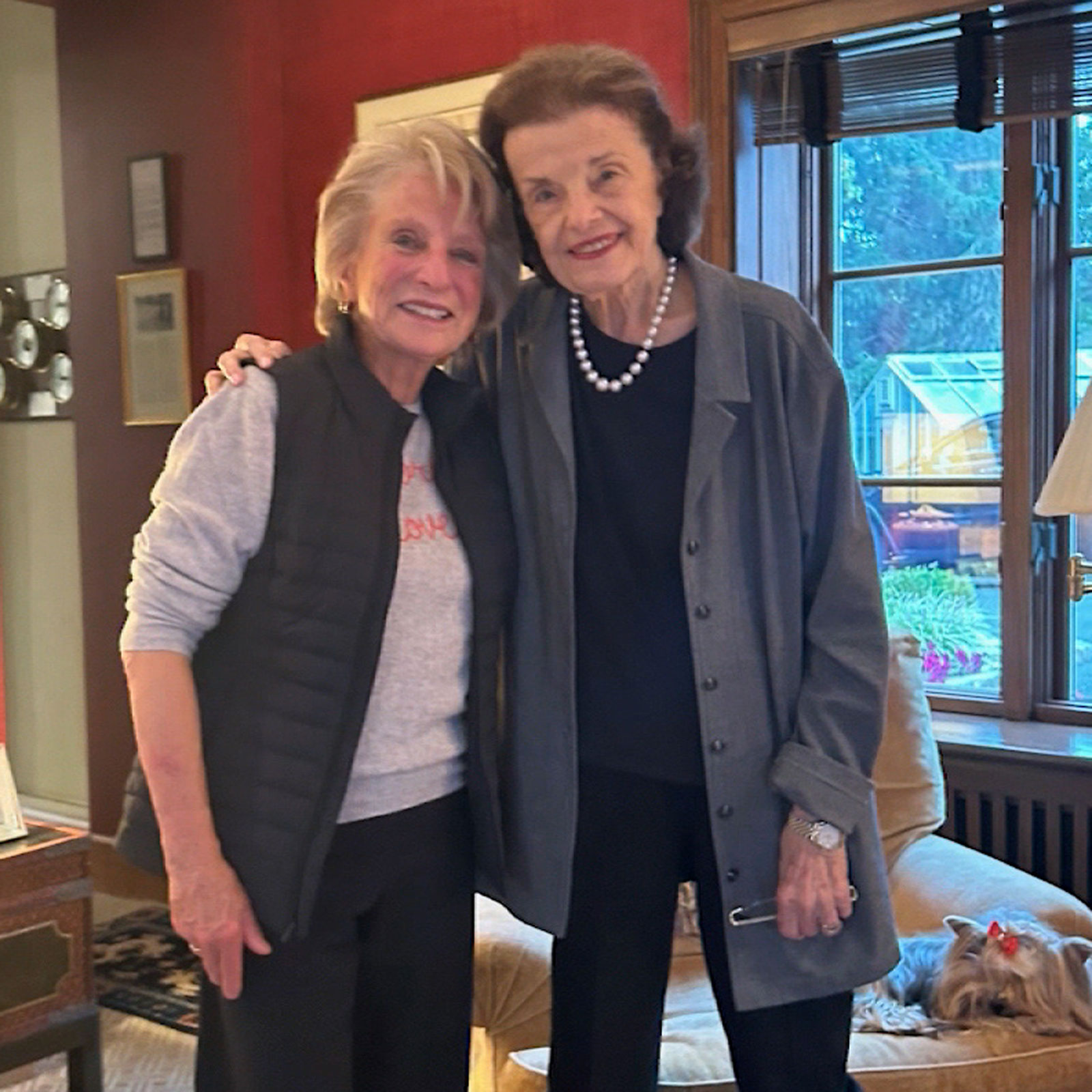 Former California Rep. Jane Harman and Sen. Dianne Feinstein yesterday afternoon.