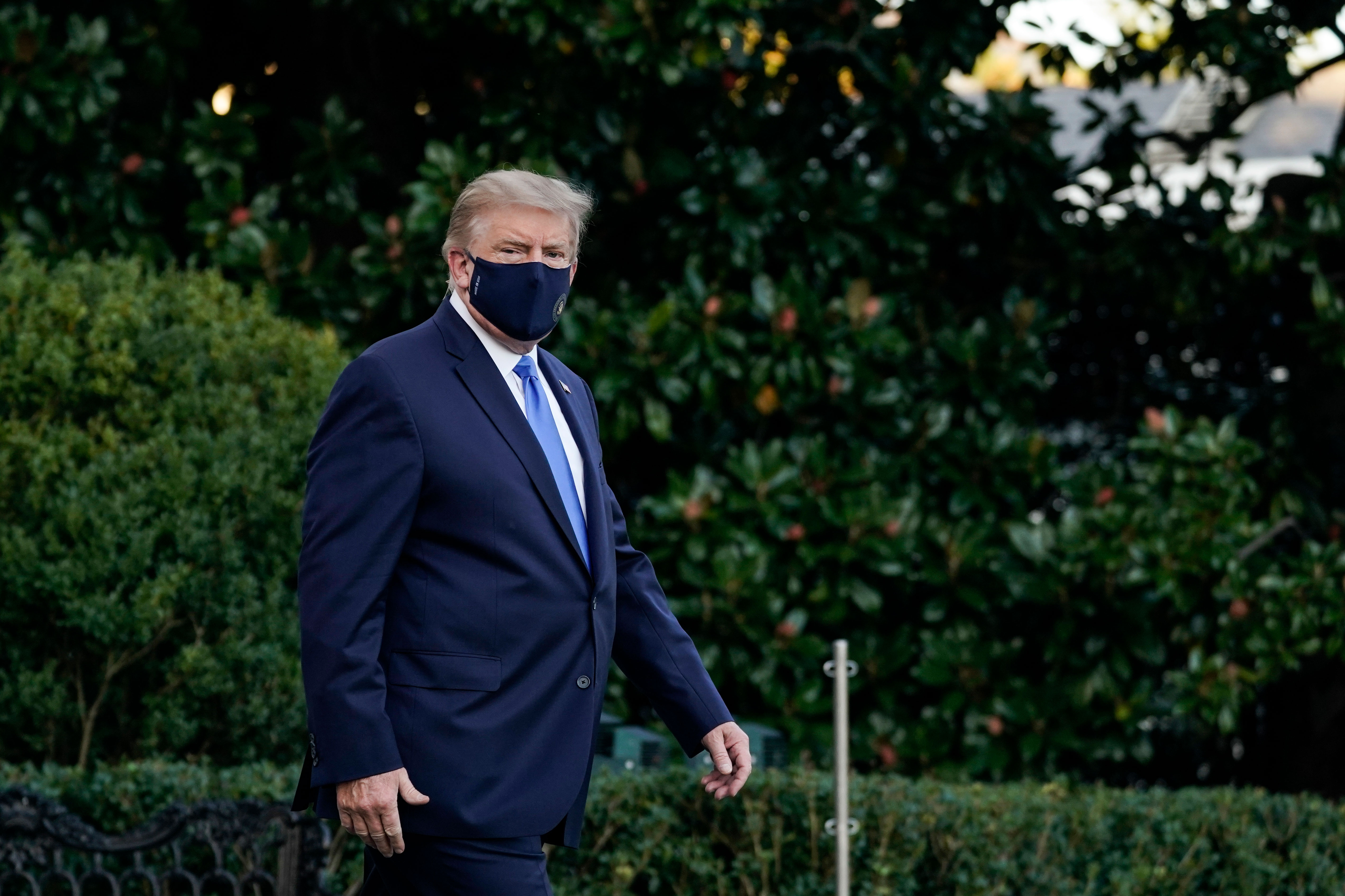 Then US President Donald Trump leaves the White House for Walter Reed Medical Center on October 2, 2020, after his diagnosis of Covid-19.