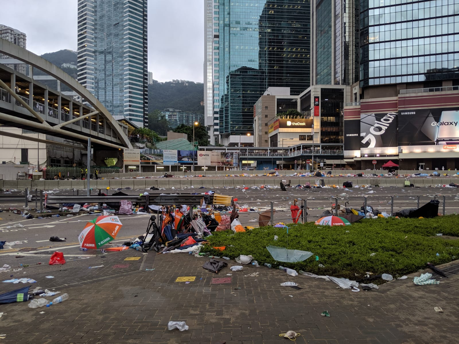 Harcourt Road after police used tear gas to disperse protesters.