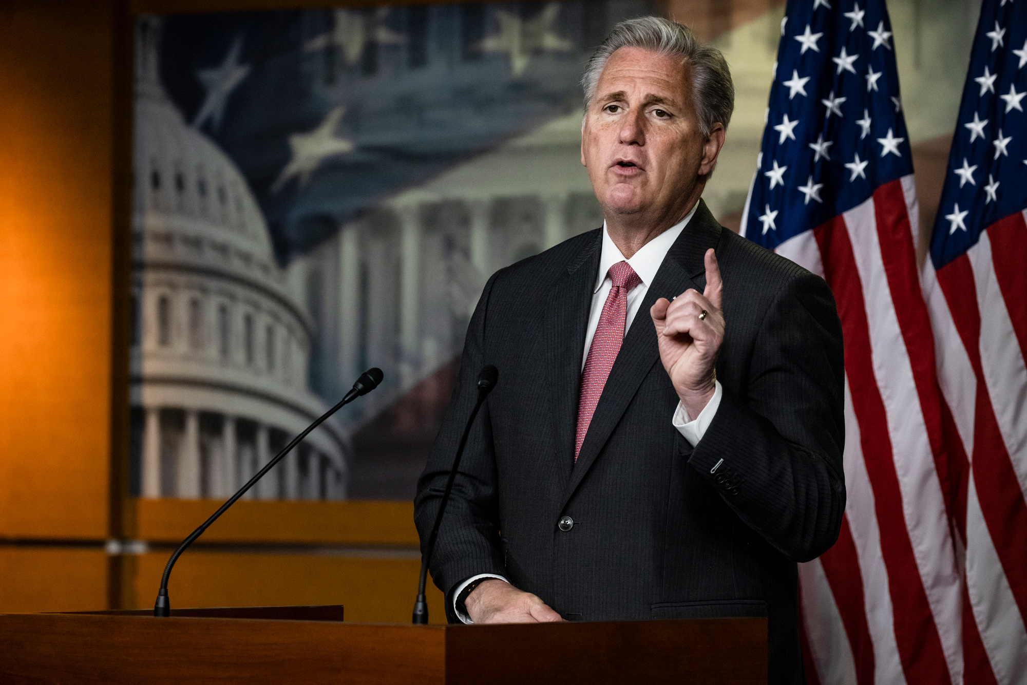 House Minority Leader Kevin McCarthy speaks during a press conference at the U.S. Capitol on November 12 in Washington, DC. 