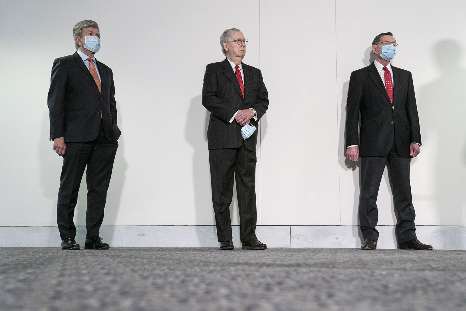 From left Sen. Roy Blunt, Sen. Mitch McConnell and Sen. John Barrasso look on during a news conference following the weekly Senate Republican caucus luncheon on Tuesday, May 5.