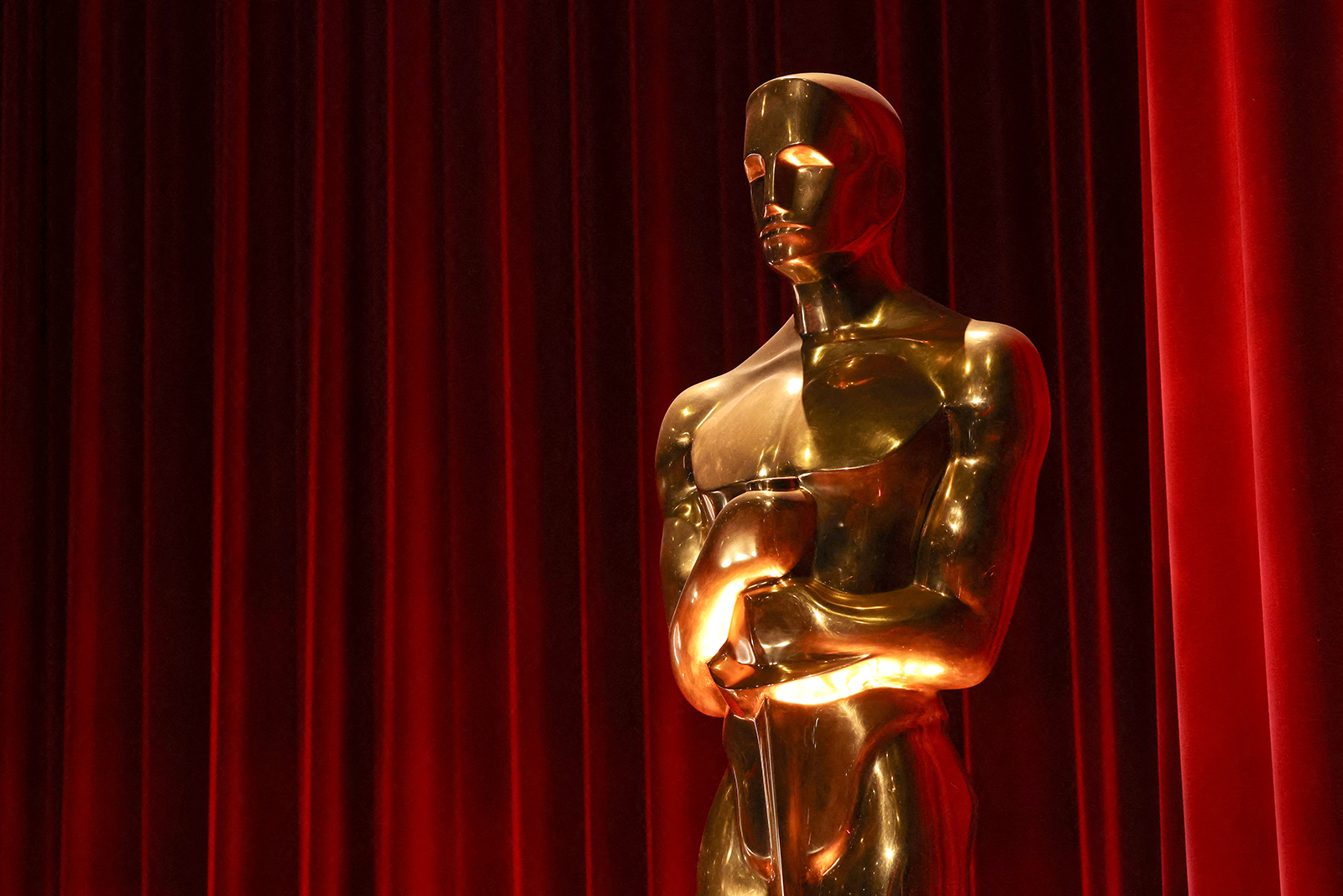 An Oscar statue is seen at the Academy Awards nominations announcement in Beverly Hills, California, on January 23. 