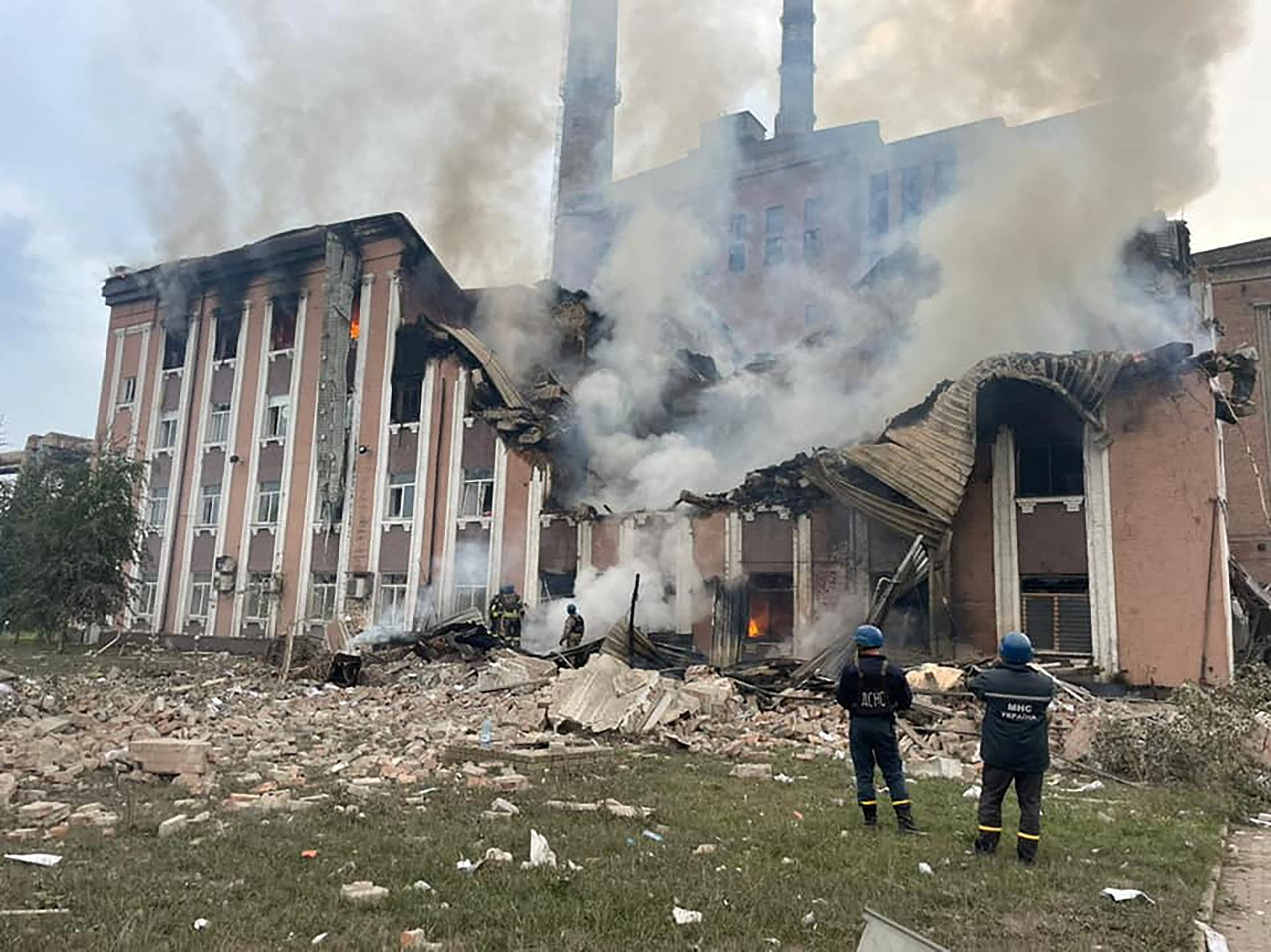 A view shows the Sloviansk Thermal Power Plant damaged by a Russian military strike in the village of Mykolaivka, Donetsk region, on September 18.