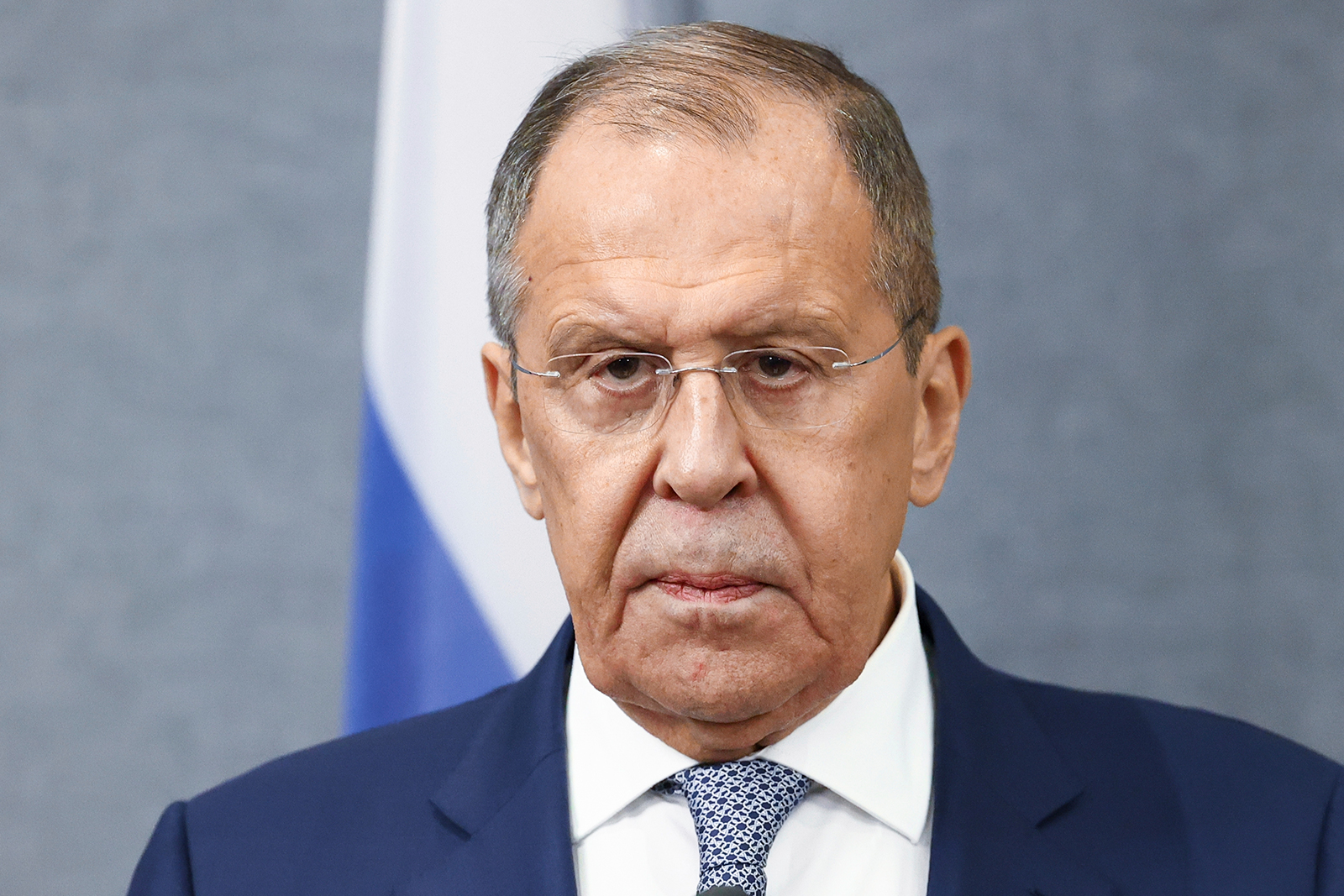 Russian Foreign Minister Sergey Lavrov speaks during a news conference in Bujumbura, Burundi, on Tuesday, May 30.