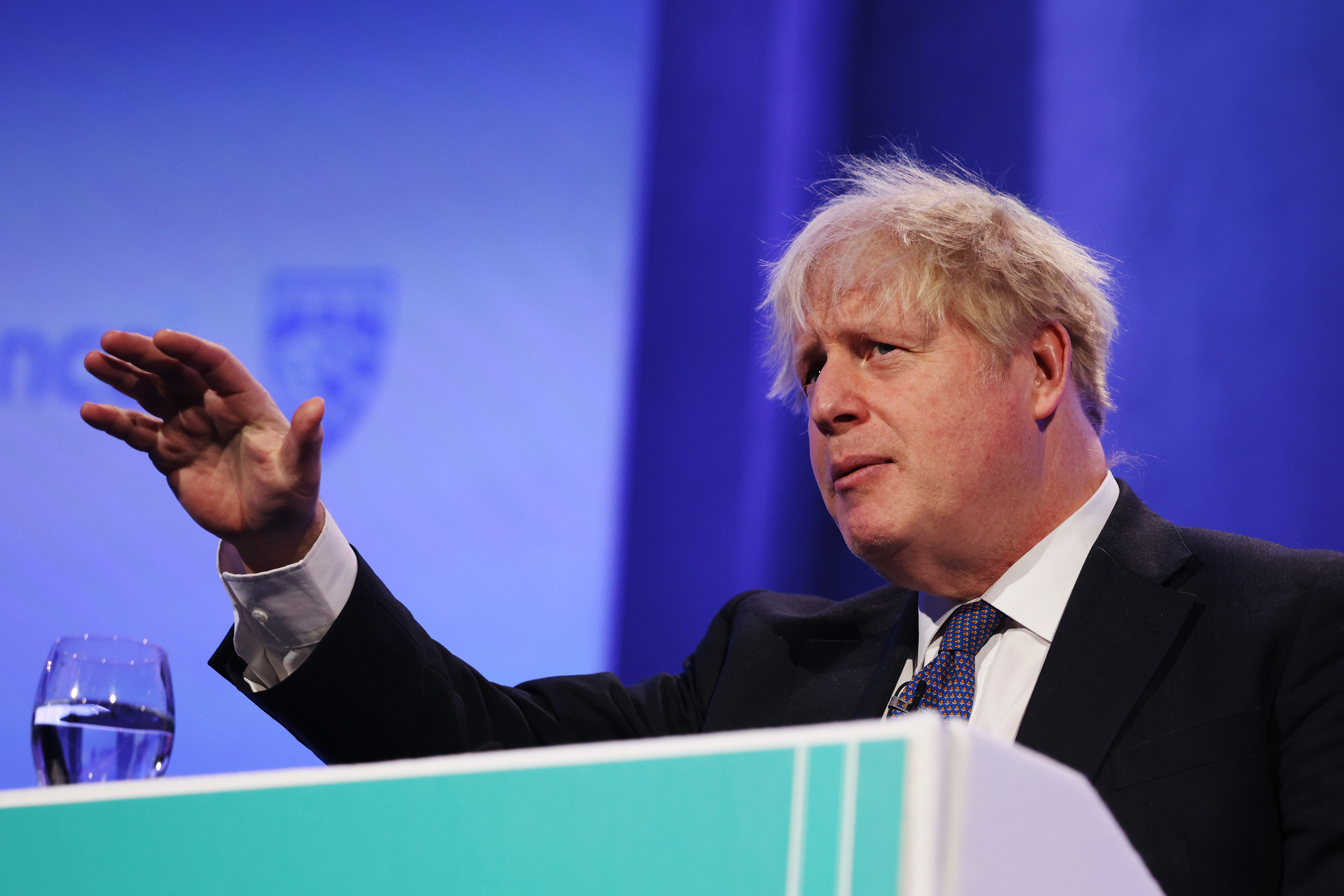Boris Johnson addresses the Global Soft Power Summit on March 2, in London, England.