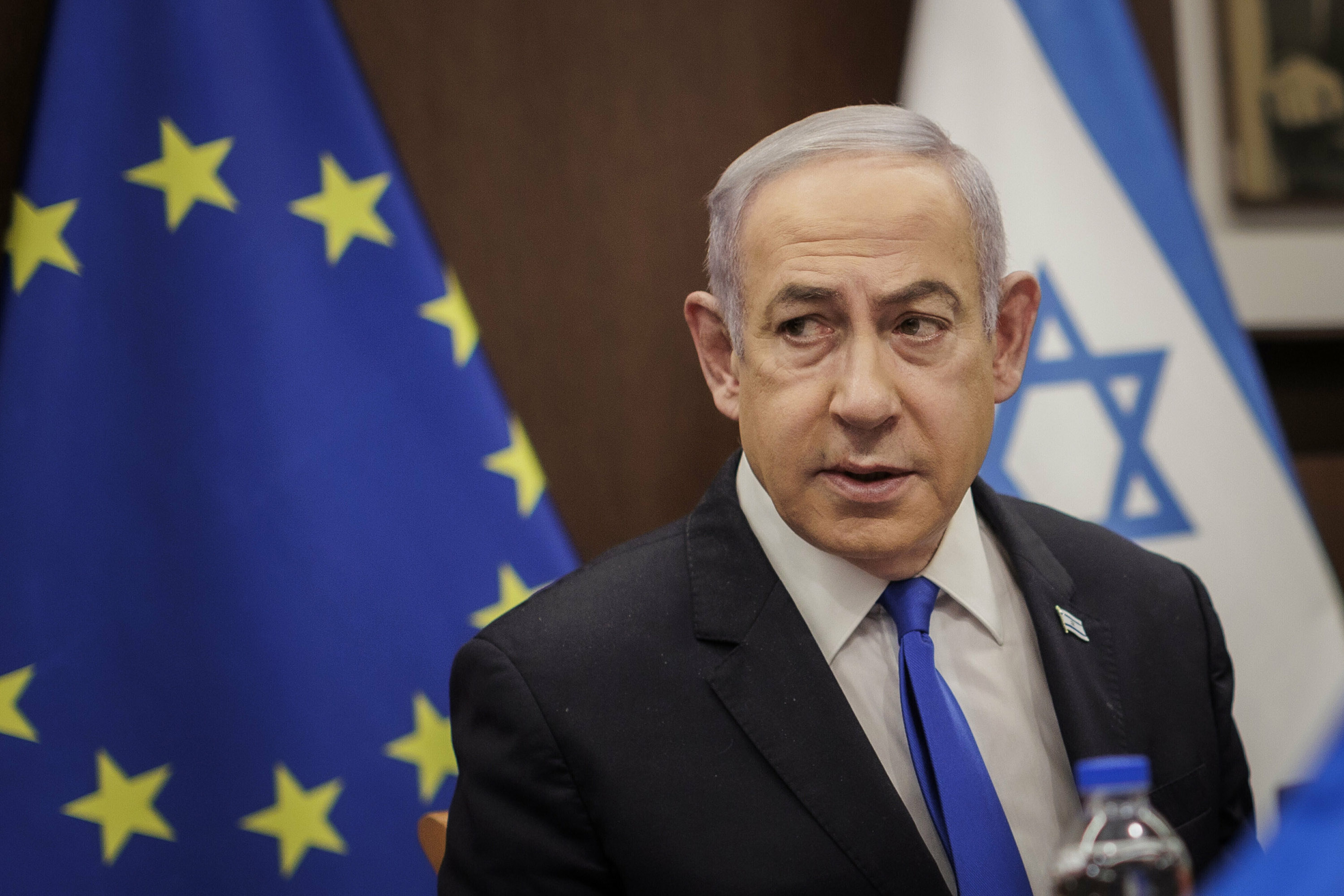 Israeli Prime Minister Benjamin Netanyahu is seen during a meeting in Jerusalem on April 17.
