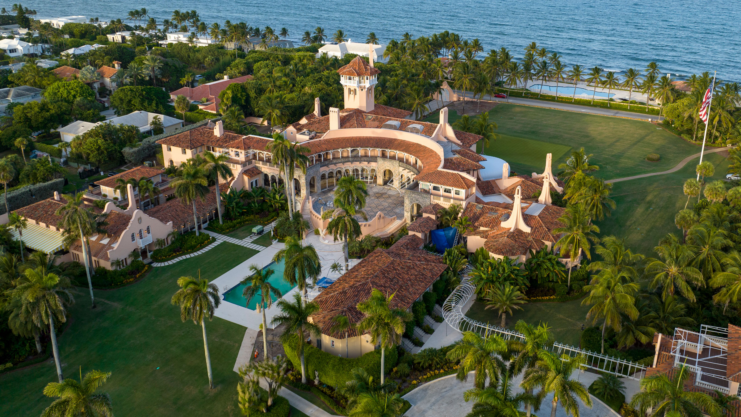 An aerial view of Trump's Mar-a-Lago estate in Palm Beach, Florida.