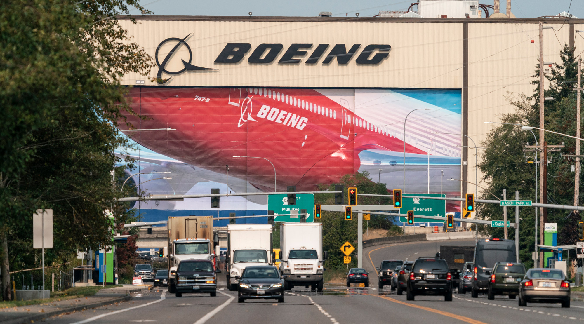 The Boeing Airplanes factory is pictured on September 30 in Everett, Washington. 