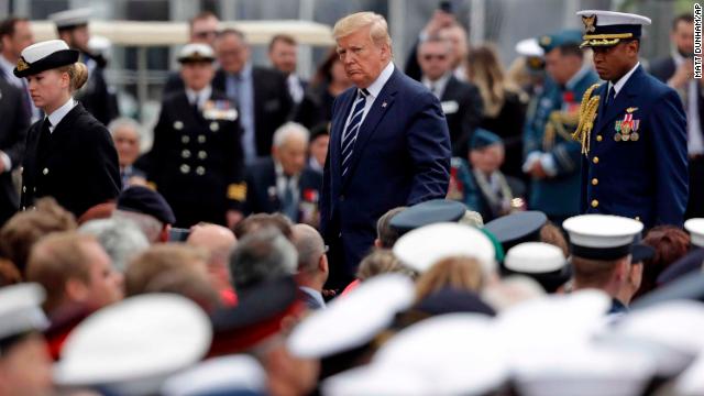 President Donald Trump at an event to mark the 75th anniversary of D-Day in Portsmouth, England, on Wednesday.