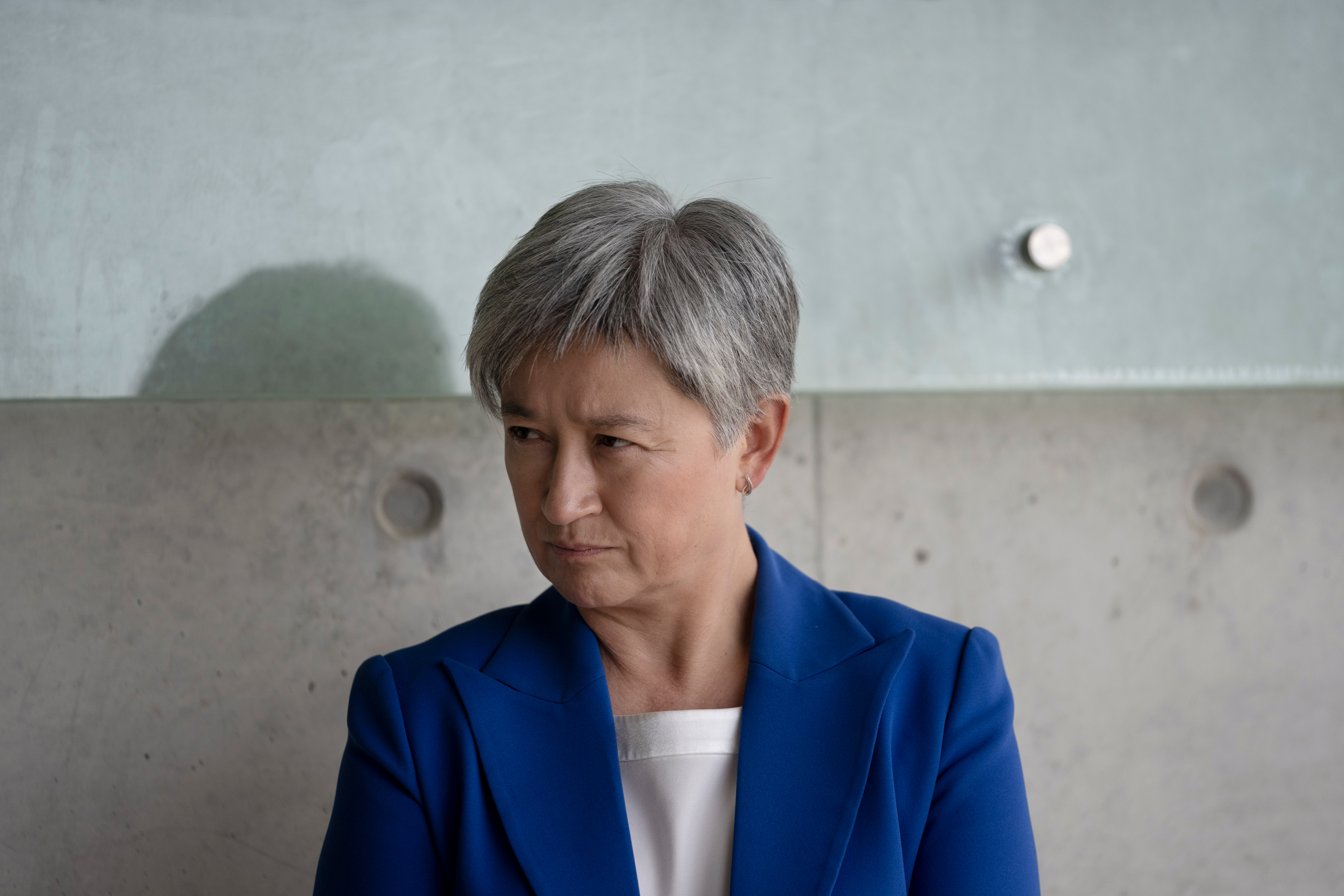 Penny Wong at the World Holocaust Remembrance Center on January 17, 2024.