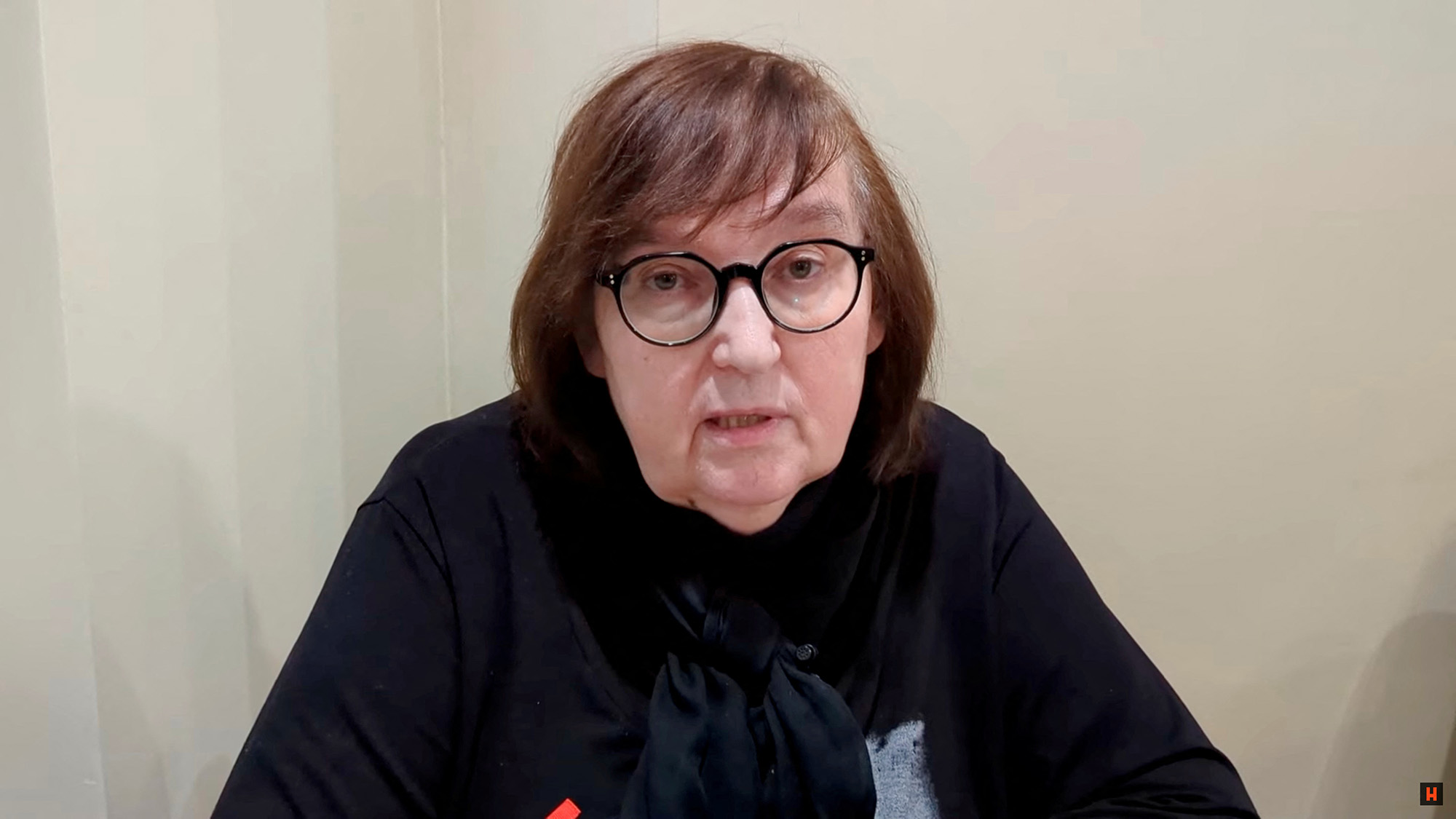 Lyudmila Navalnaya, mother of leader Alexei Navalny, delivers a video address in Salekhard, Russia, in this still image taken from a handout video released on February 22.