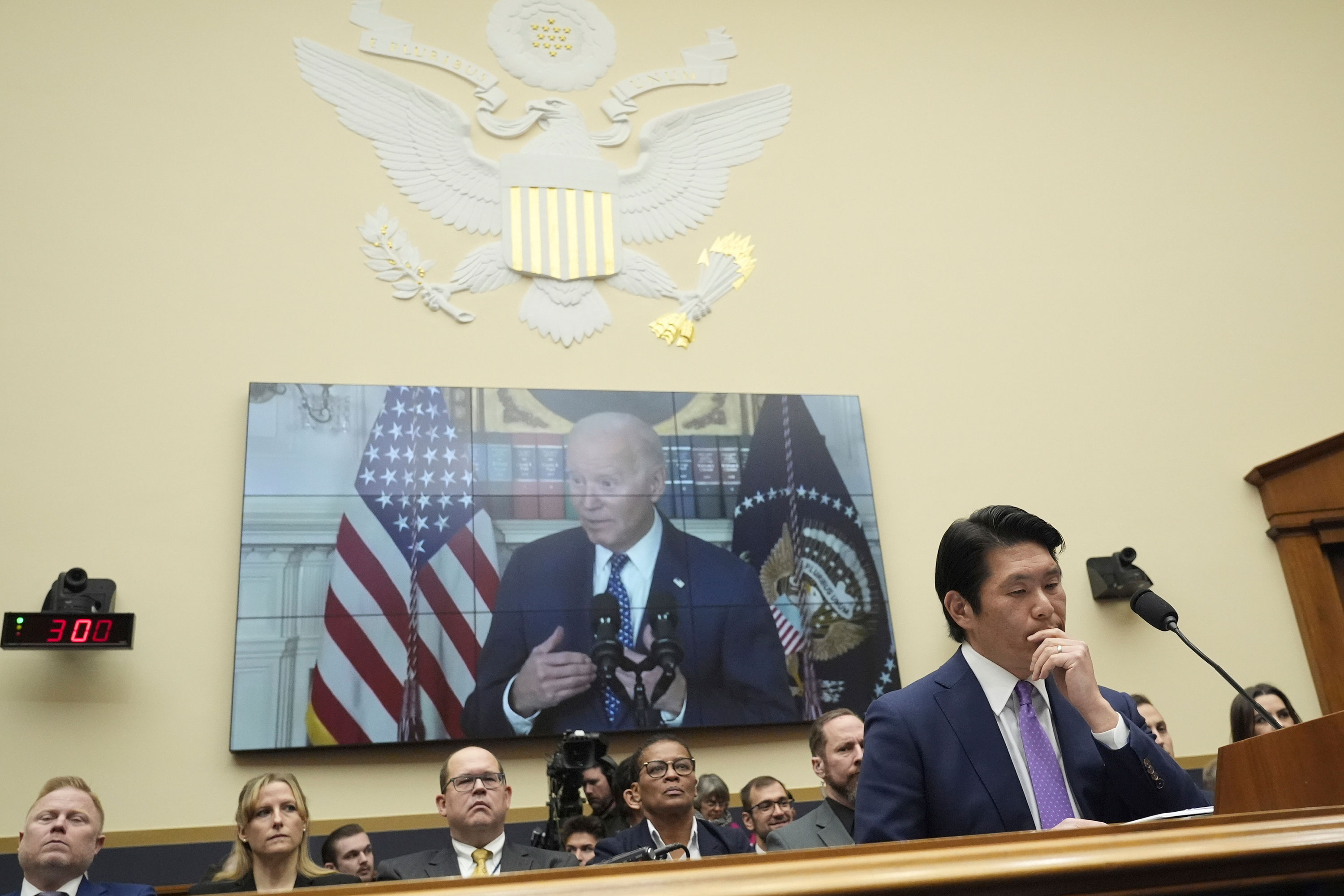 Robert Hur listens during the House Judiciary Committee hearing on Tuesday.