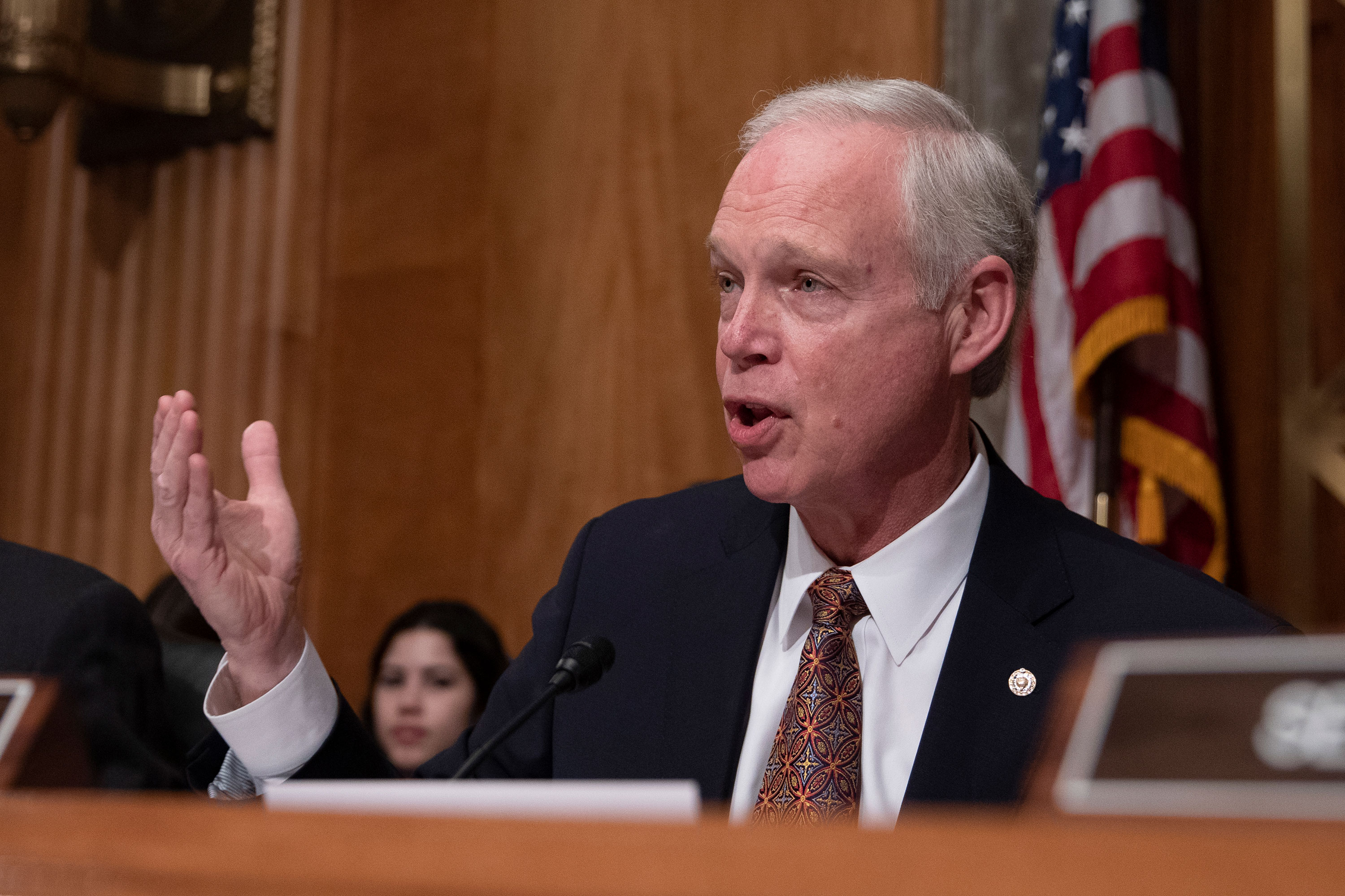 Sen. Ron Johnson speaks during a Senate Homeland Security Committee hearing in April 2019.