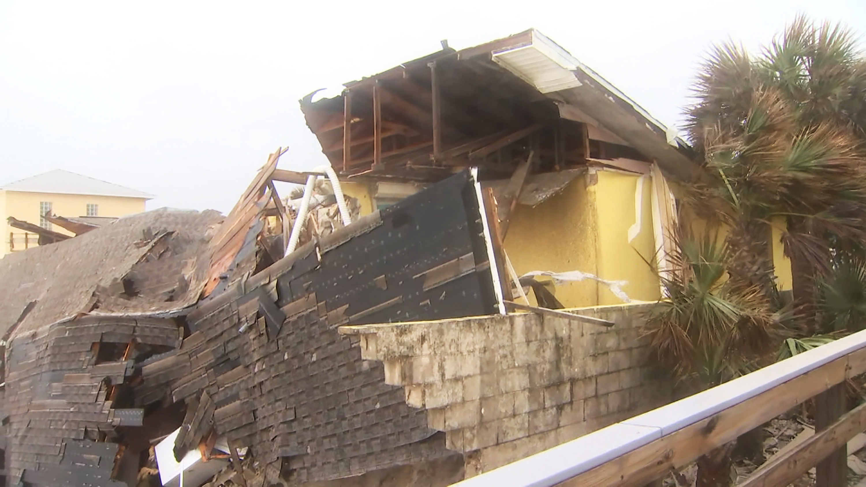 This is one of the crumbled homes homes in Wilbur-By-The-Sea, Florida, seen Thursday.